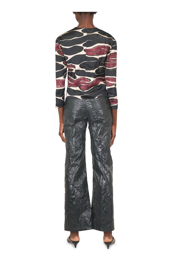 Marni Petrol Coated Crinkle Taffeta Five Pocket Pant - view 4