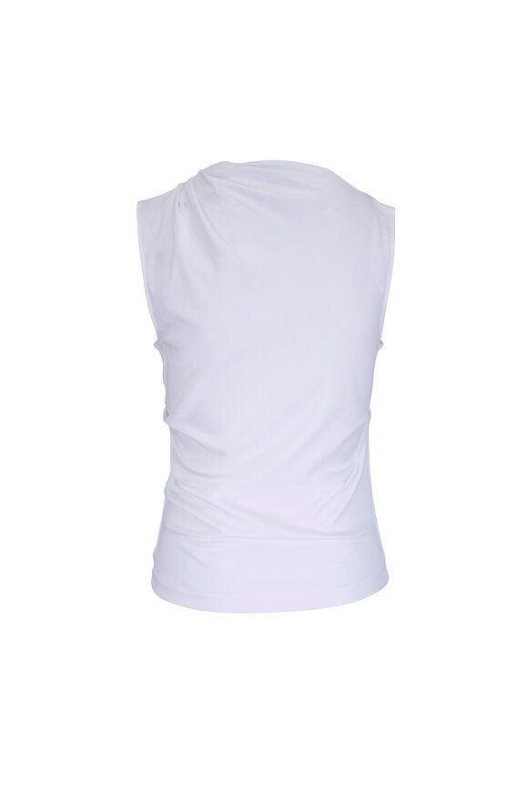 Vince Optic White Cotton Draped Sleeveless Top - view 5