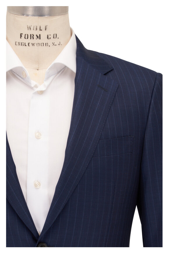 Canali Navy Super 150s Wool Pinstripe Suit