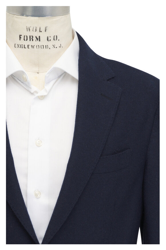 Fedeli - Navy Blue Soft Flannel Cashmere Jacket 