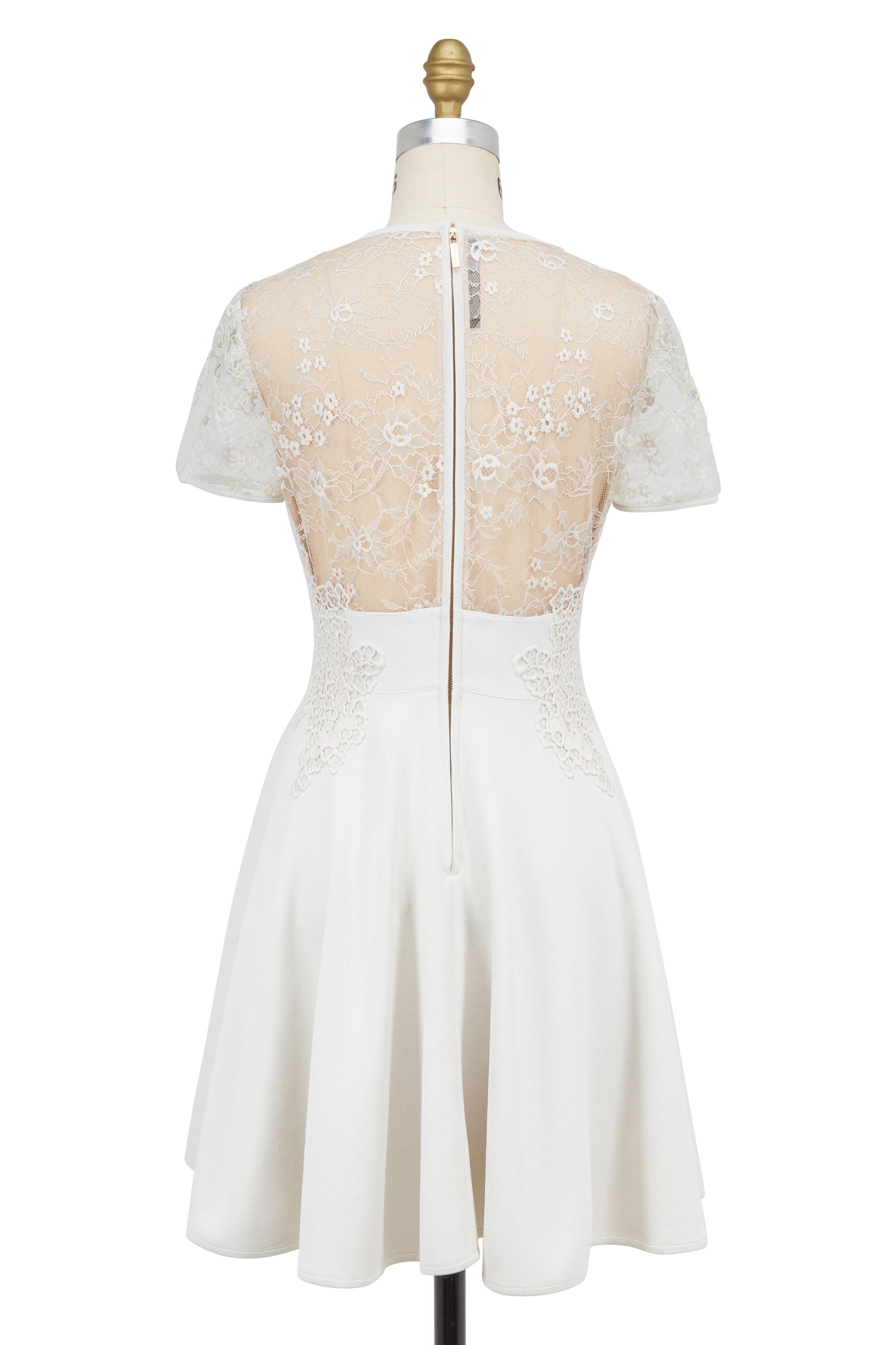 lace sleeve fitted wedding dress Claire Pettibone Laurel Wedding Gown