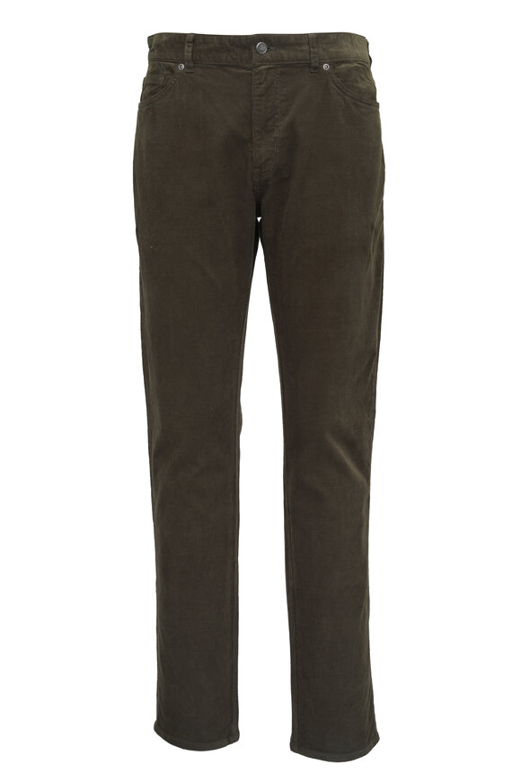 Peter Millar Super Soft Dark Olive Corduroy Five Pocket Pant