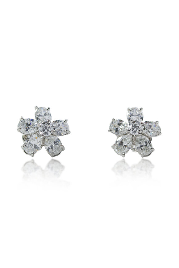 Oscar Heyman Platinum Diamond Flower Motiff Earring
