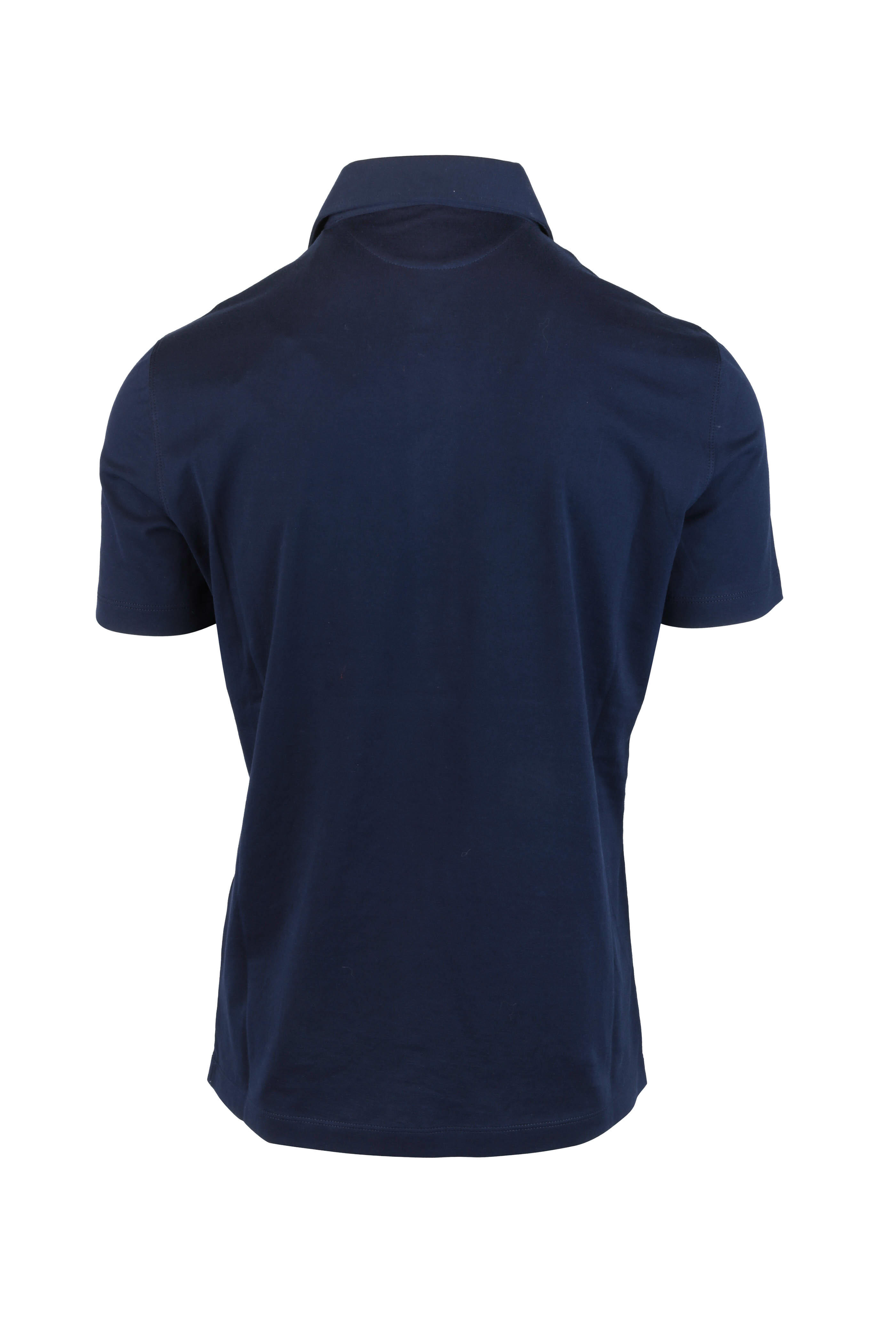 BRUNELLO CUCINELLI ポロシャツ SLIM FIT Brunello Cucinelli - Navy Blue Slim Fit Polo | Mitchell Stores