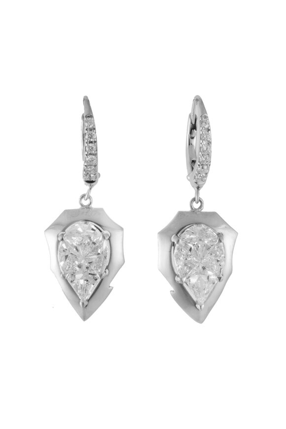 Sylva & Cie Mosaic Diamond Sheild Earrings