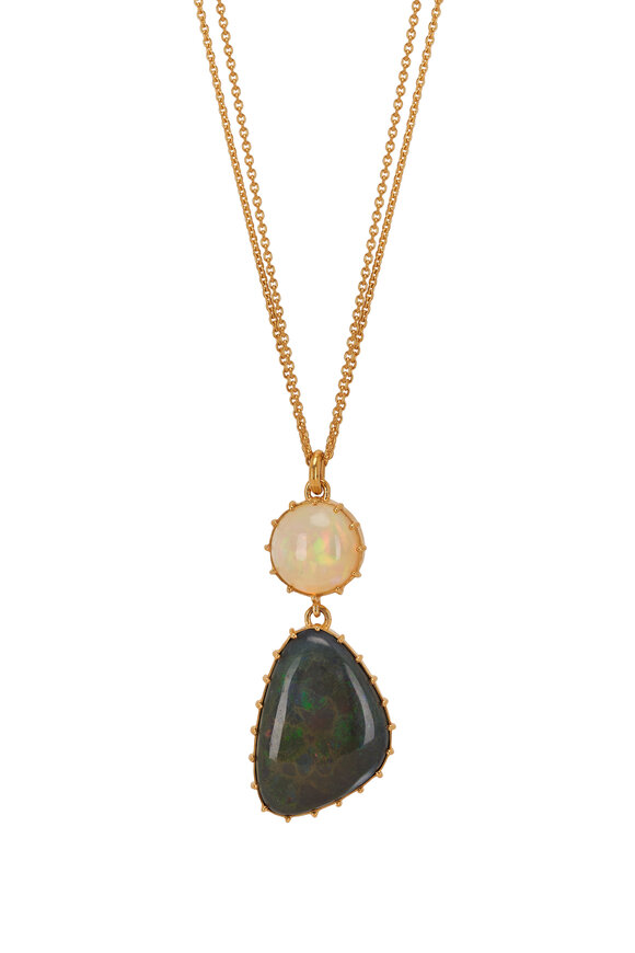 Renee Lewis - Water & Black Opal Drop Pendant Necklace