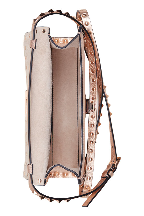 Valentino Garavani - Rockstud Rose Gold Pebbled Leather Shoulder Bag