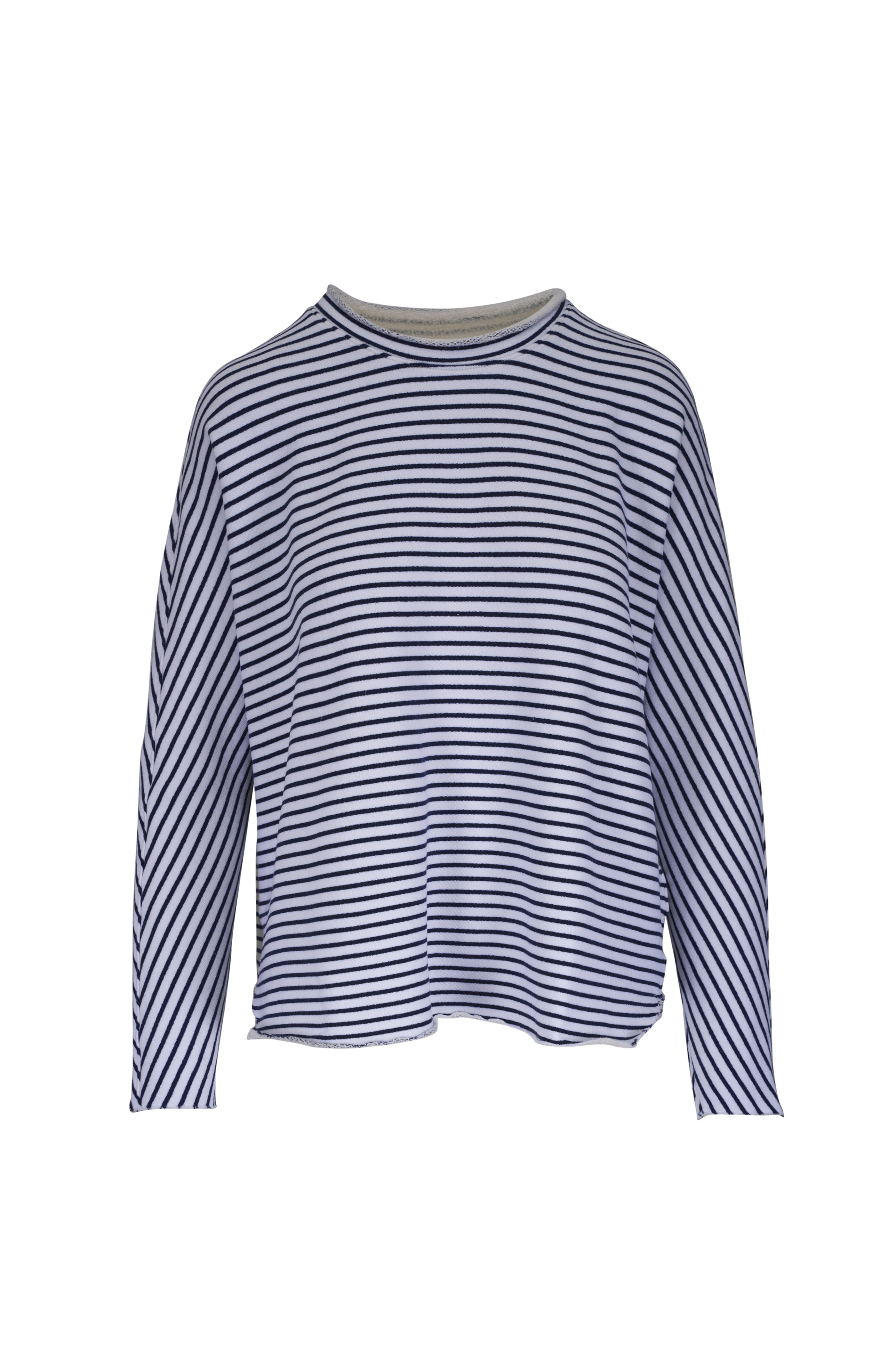 Frank & Eileen - Anna White & Navy Stripe Triple Fleece Capelet