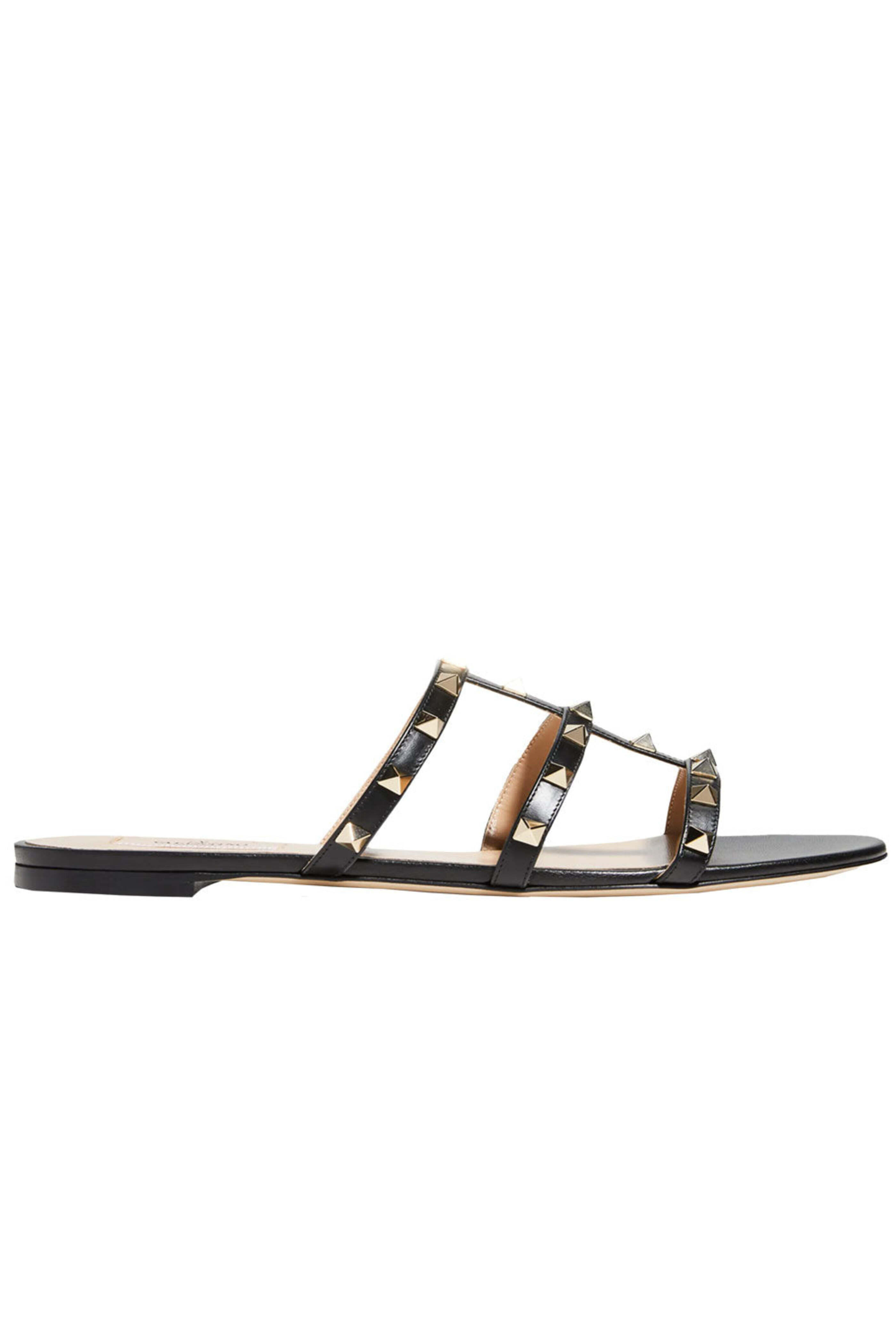 Valentino Garavani - Rockstud Slide Sandals in Nero