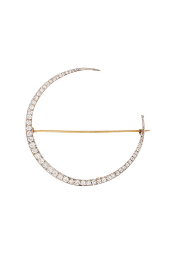 Renee Lewis 18k Yellow Gold Diamond Crescent Brooch