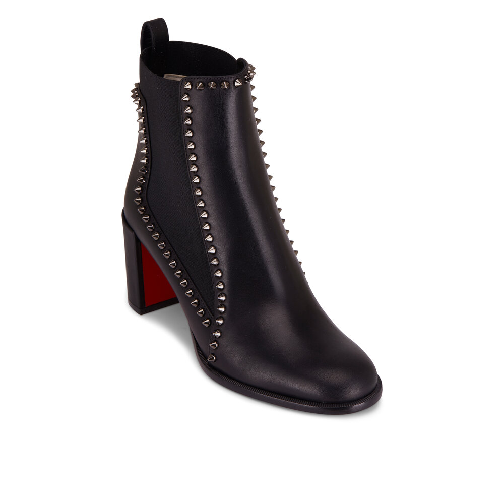 Out Line Spikes - 70 mm Low boots - Calf leather and spikes - Black -  Christian Louboutin