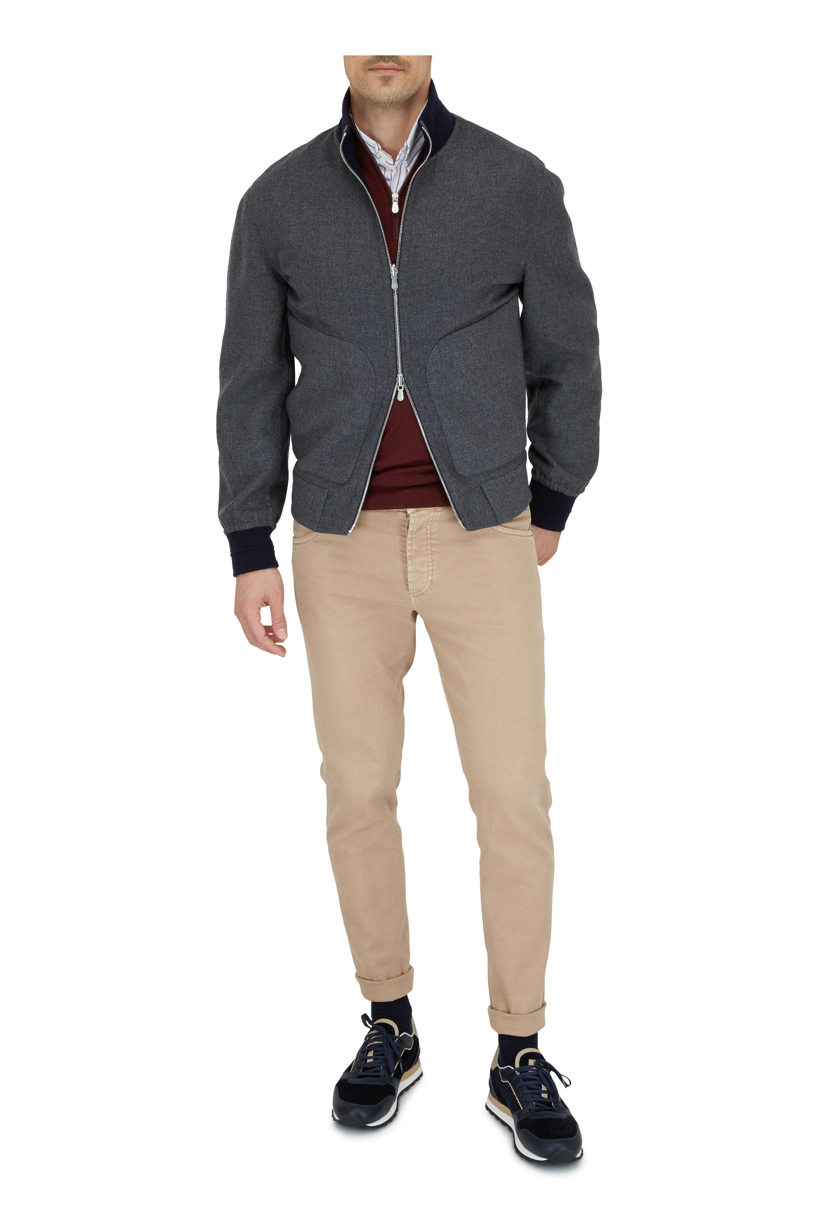 Brunello Cucinelli - Navy Cashmere & Silk Reversible Bomber