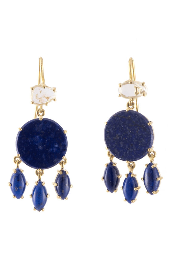 Sylva & Cie Round Lapis Droplet Earrings