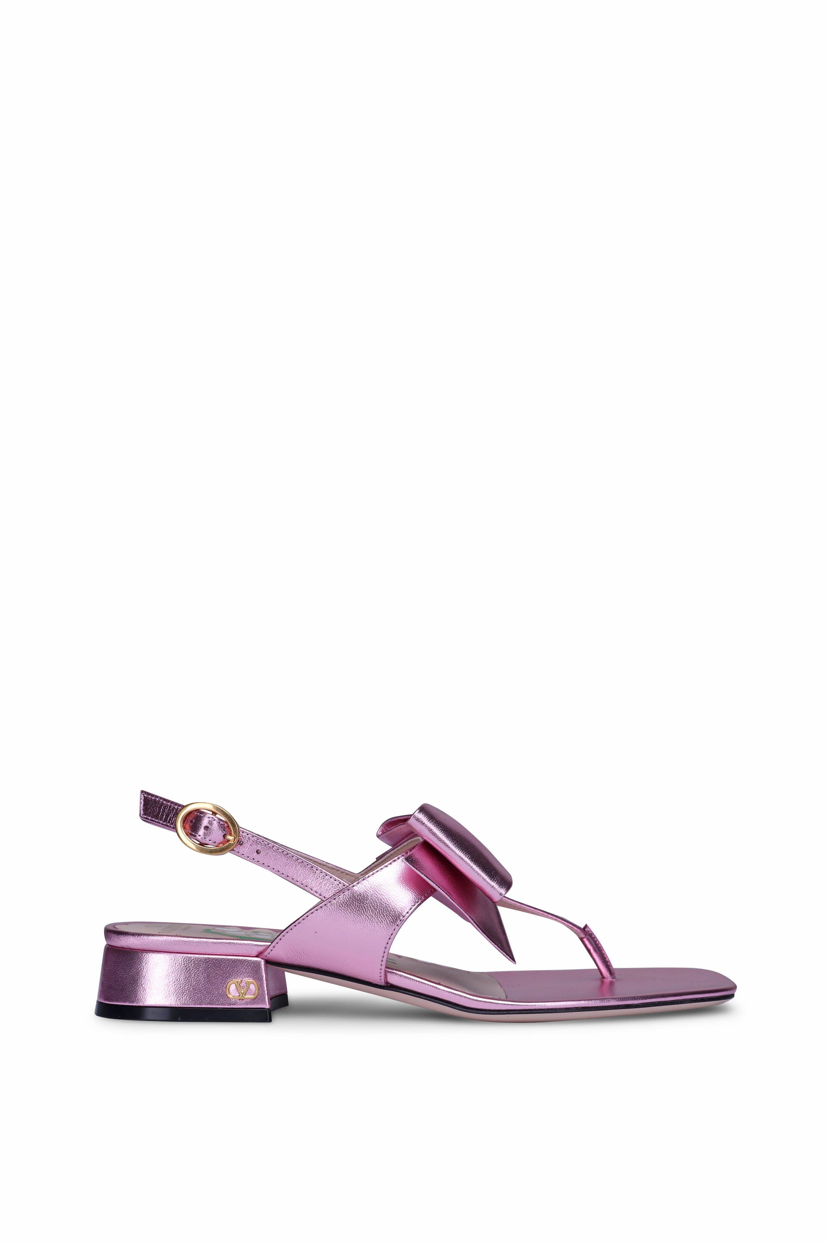 Valentino Garavani - Bowbow Purple Metallic Leather Sandal