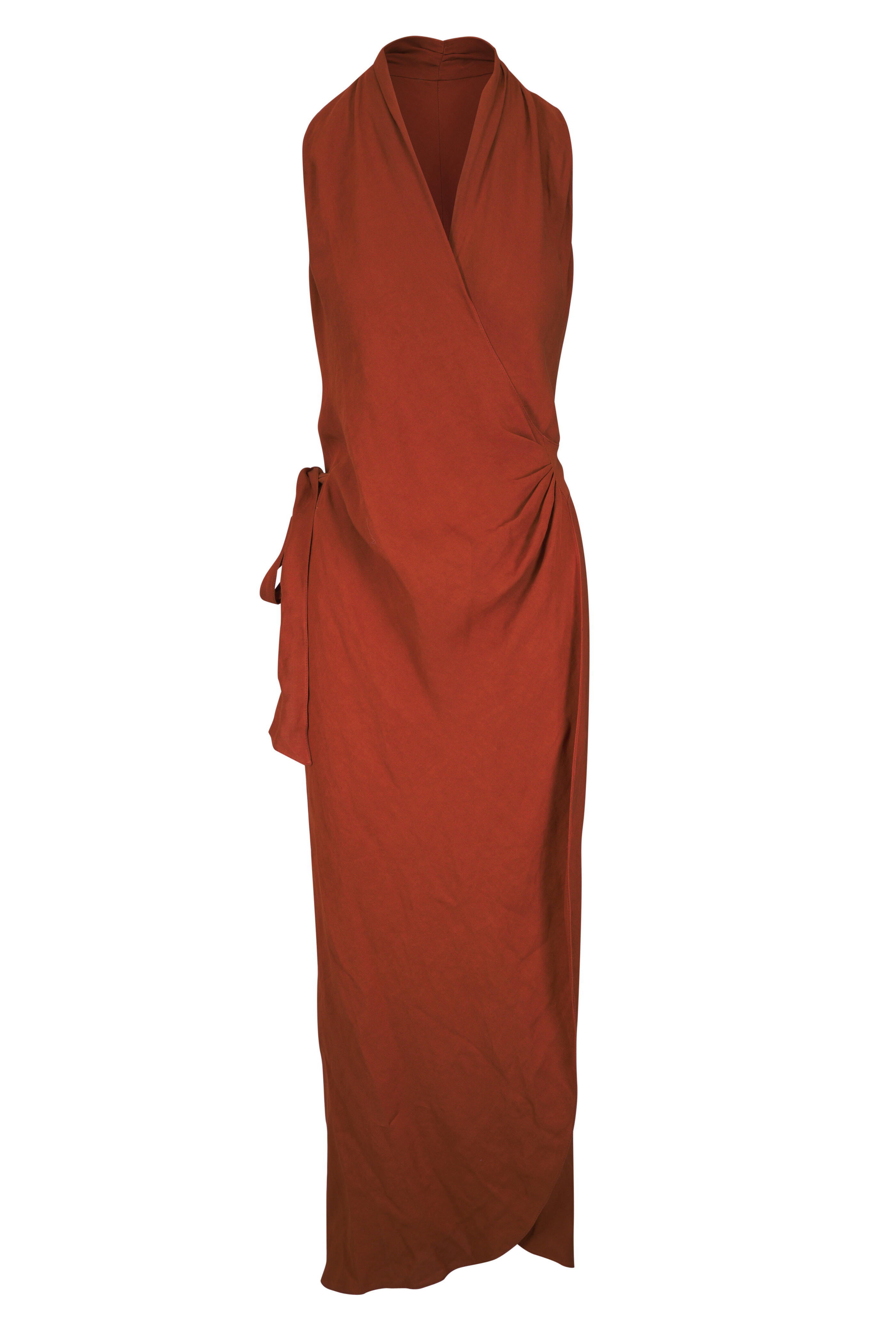 Peter Cohen - Nikki Rust Stretch Linen Wrap Dress