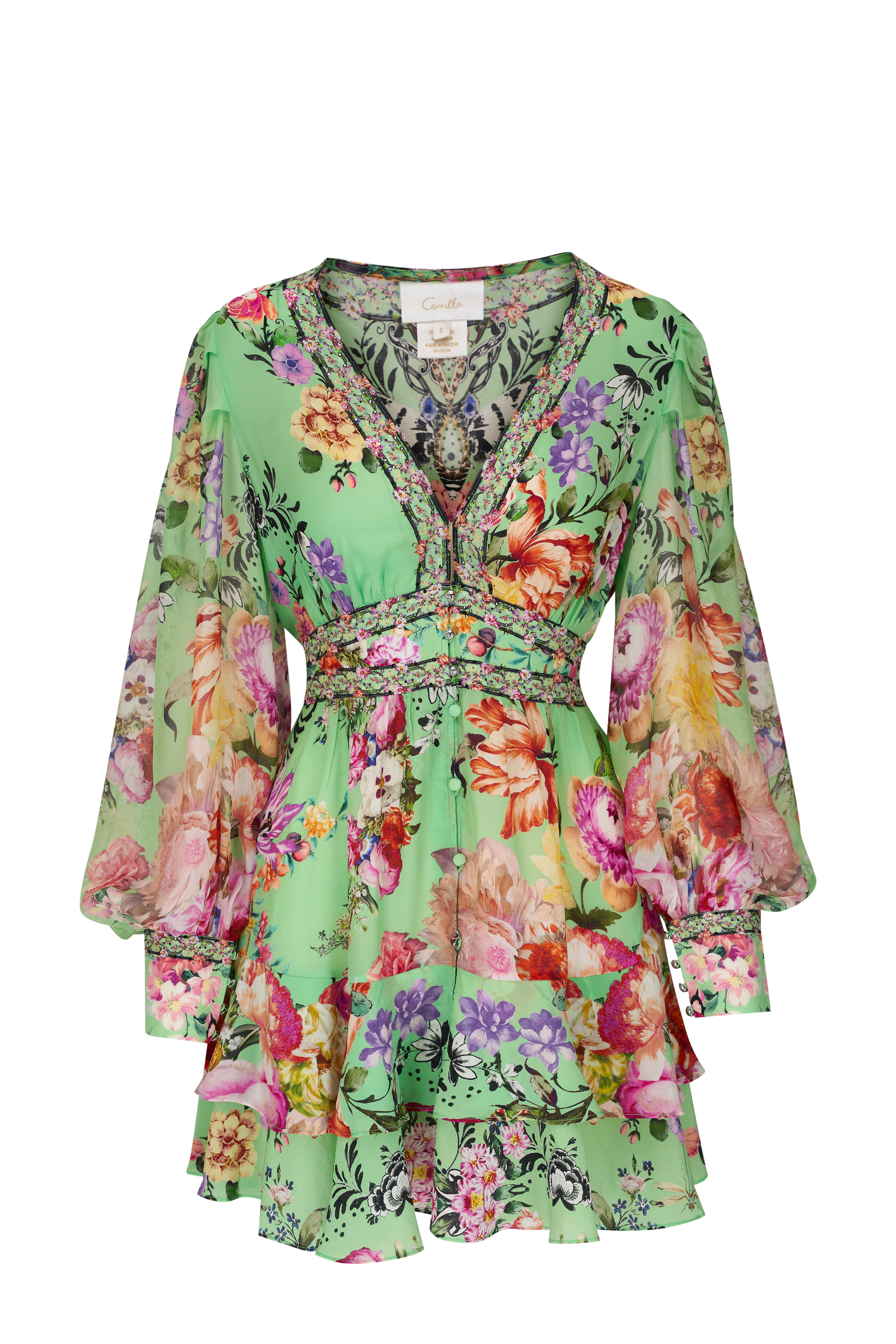 Camilla - Porcelain Dream Button Front Frill Dress Camilla - Porcelain Dream Button Front Frill Dress