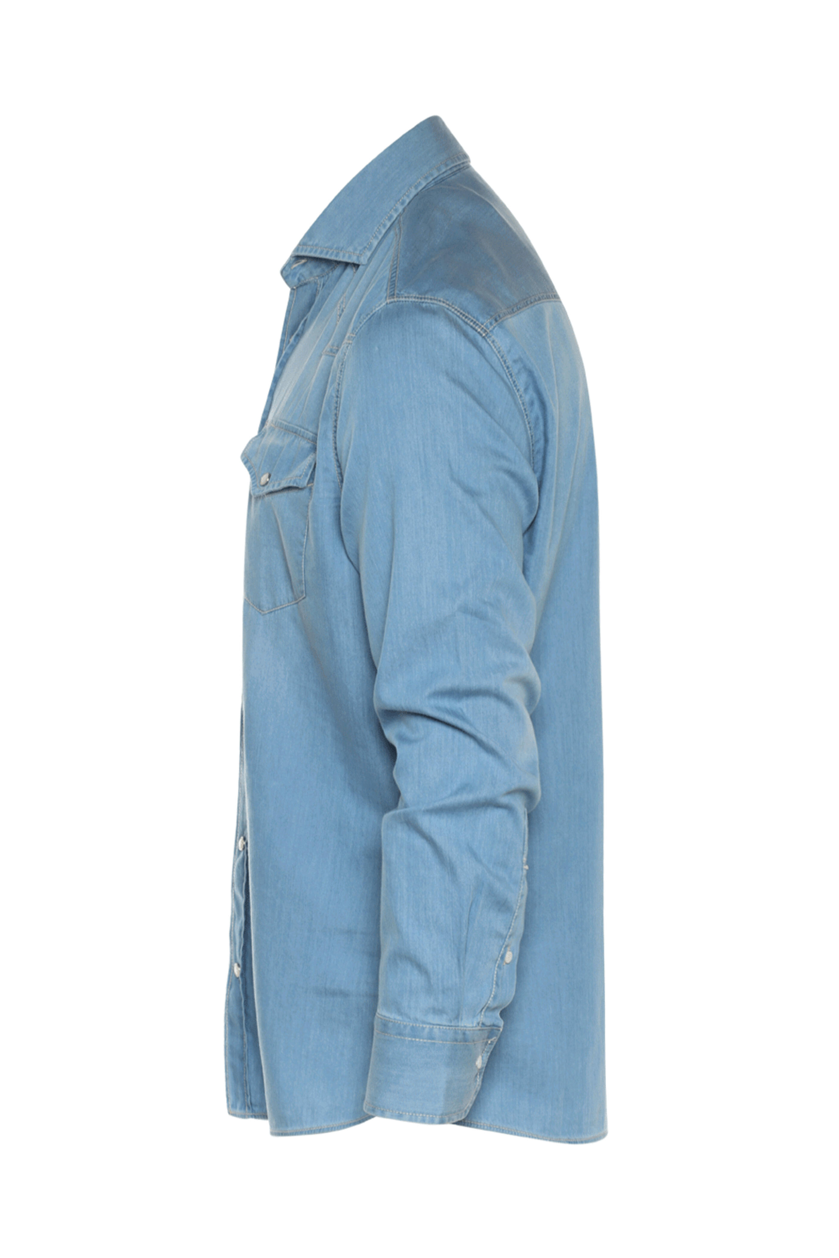 Brunello Cucinelli - Light Wash Denim Cotton Snap Sportshirt