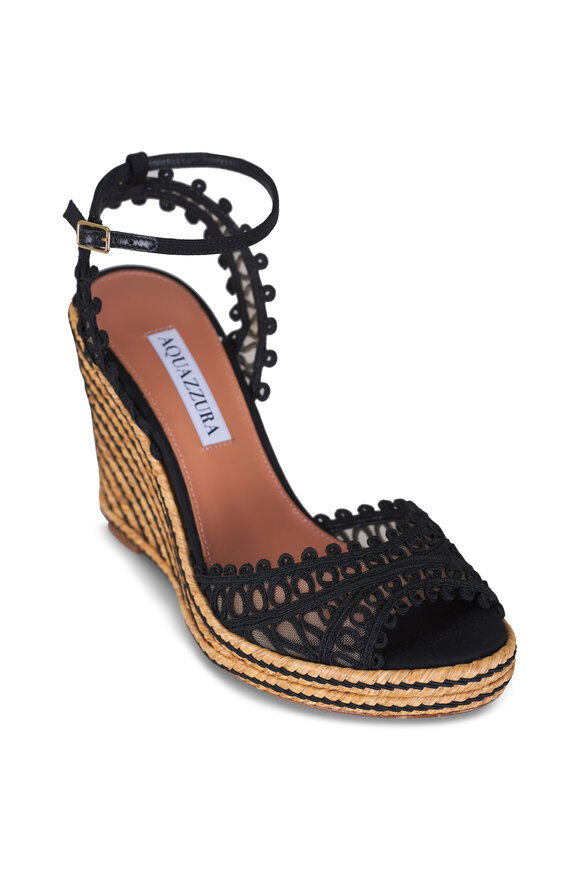 Aquazzura Kahlo Black Espadrille Wedge, 105mm