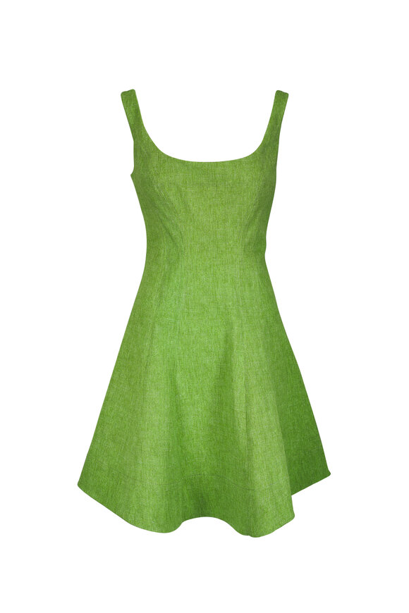 Lela Rose Cactus Stretch Denim Seamed Mini Dress