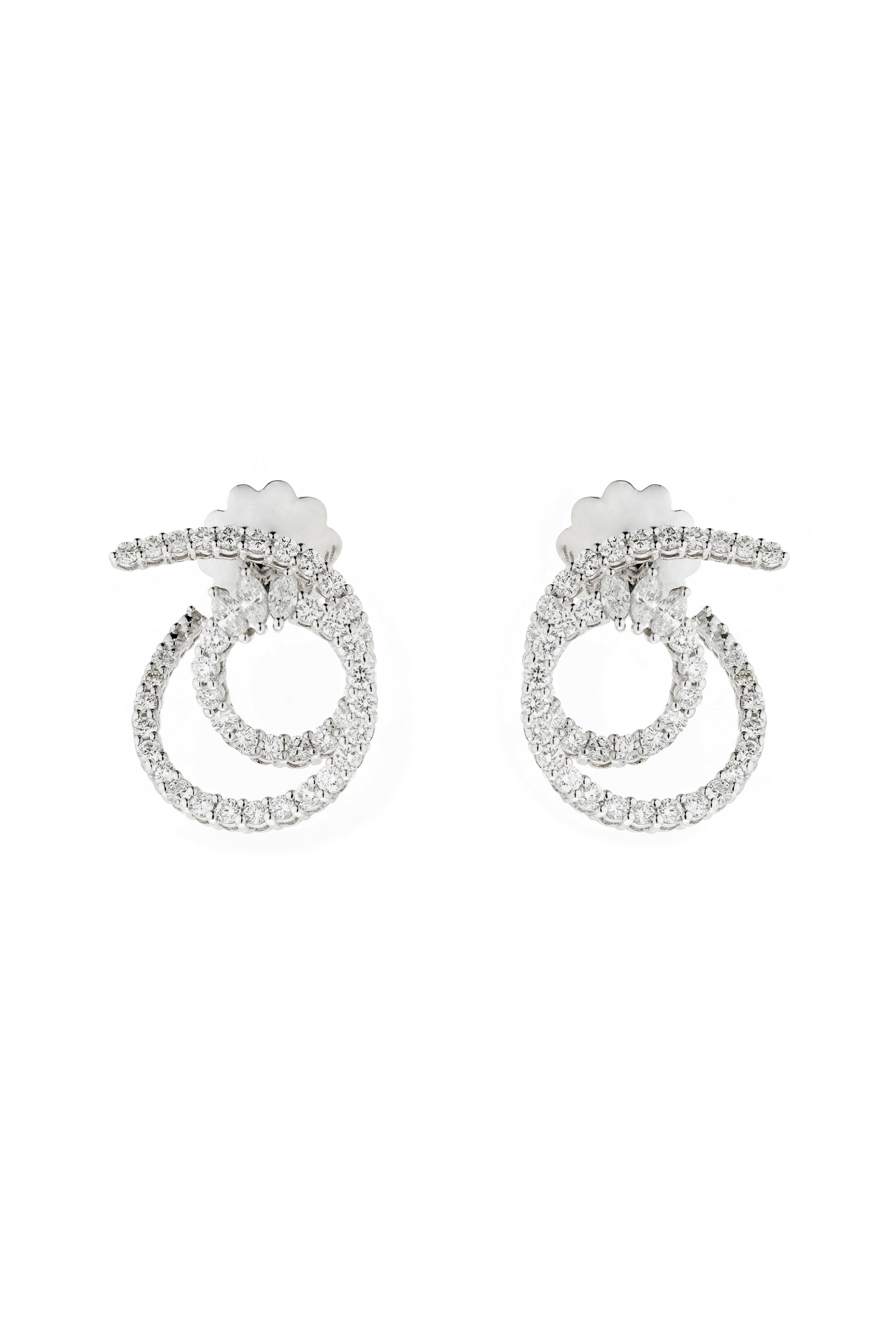 Yeprem - 18K White Gold Diamond Circle Earrings