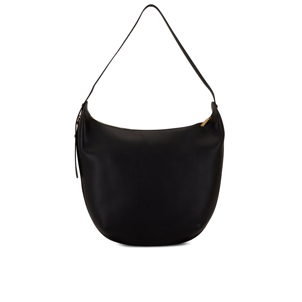 The Row Allie Black Leather North South Shoulder Hobo Bag the-row-allie-black-leather-north-south-shoulder-hobo-bag