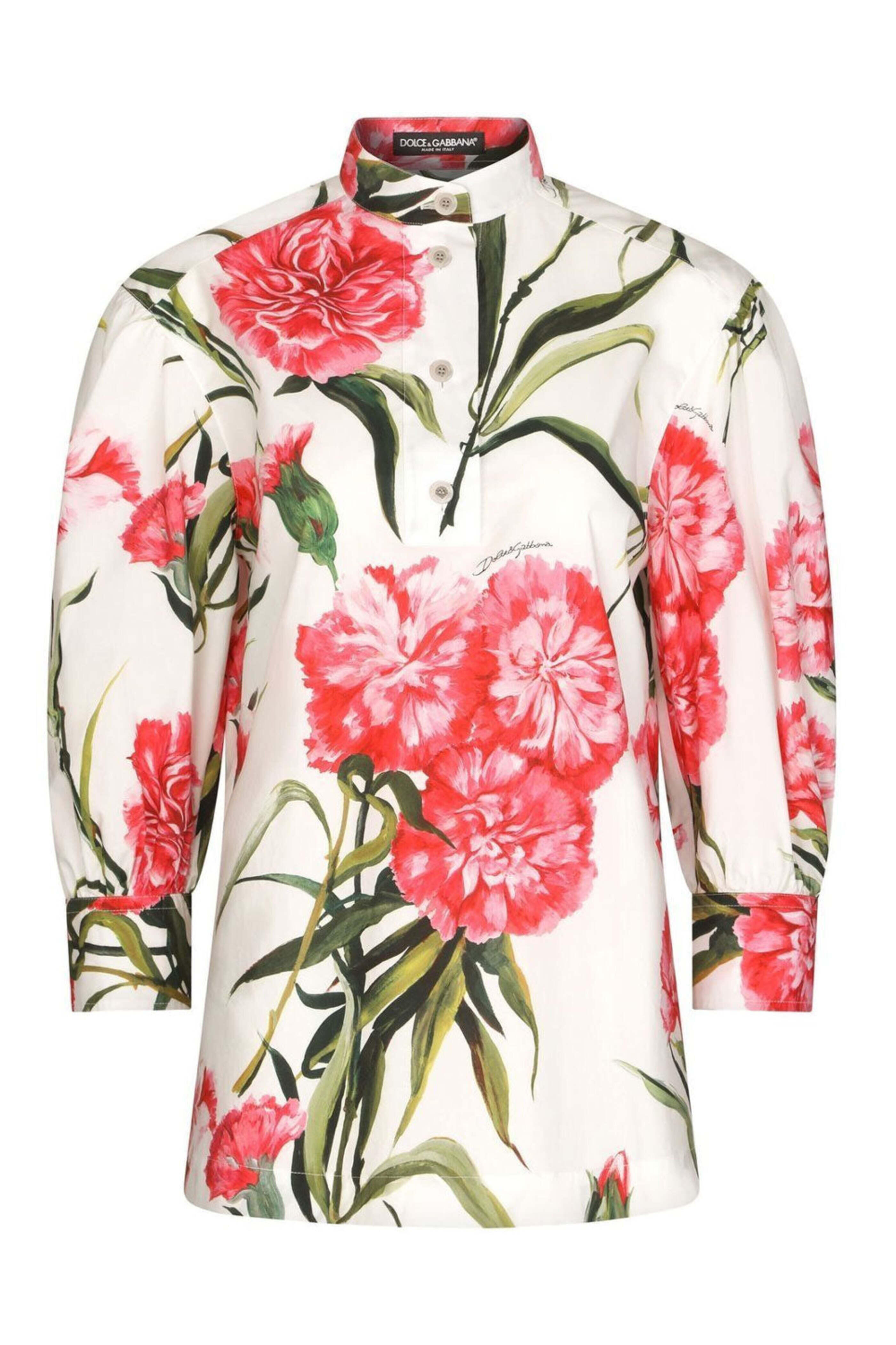 Dolce & Gabbana - Garofani Floral Print Puff Sleeve Shirt