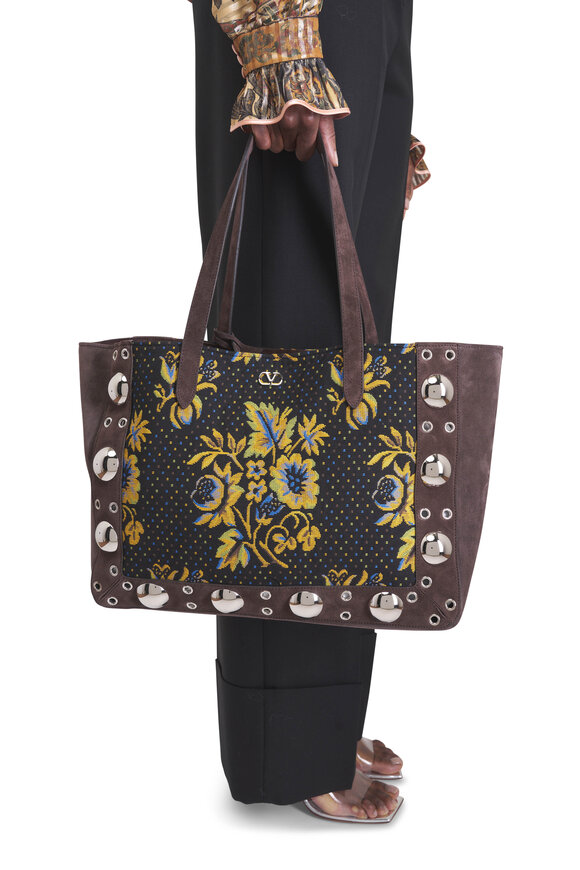 Valentino Garavani VLogo Plaque Floral Patterned Shopping Tote - view 3