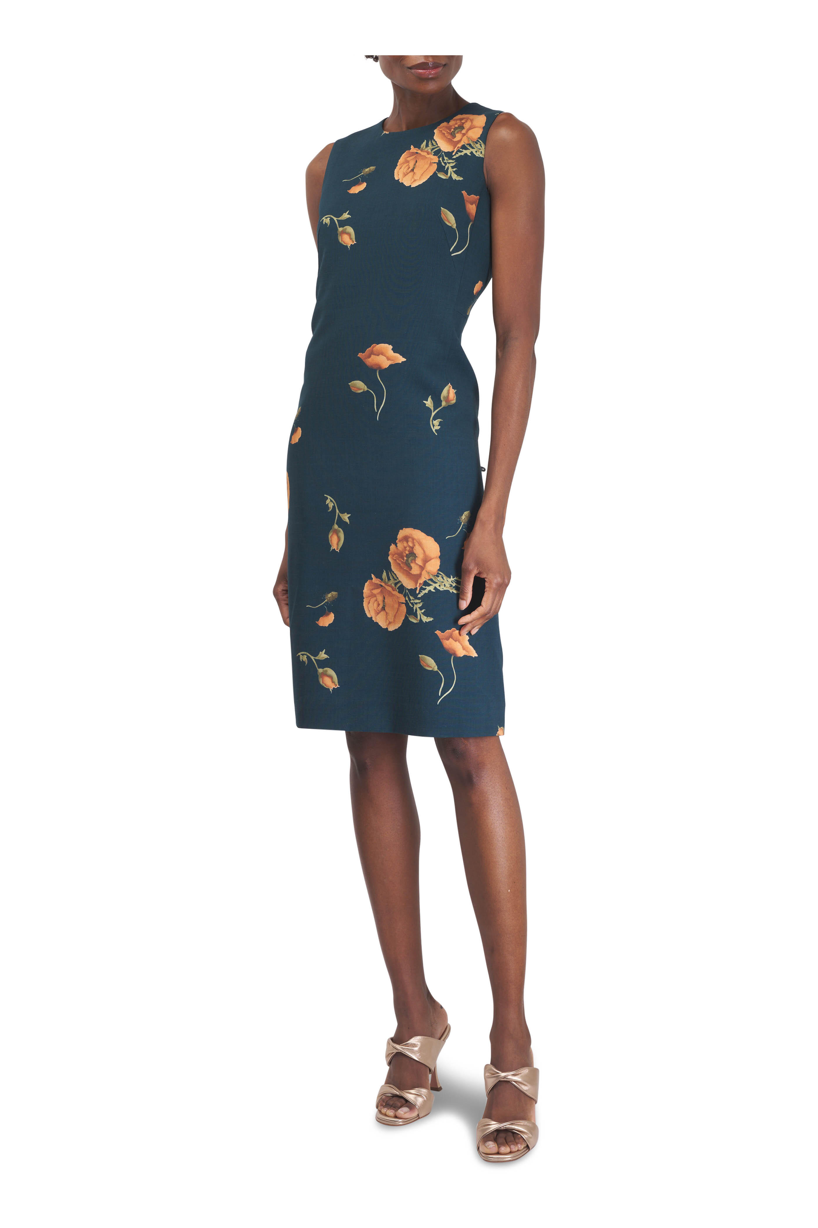 Akris - Anemone Green Floral Print Wool Dress