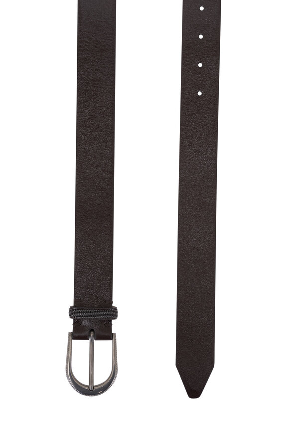 Brunello Cucinelli Testa Moro Brown Leather Belt - view 4