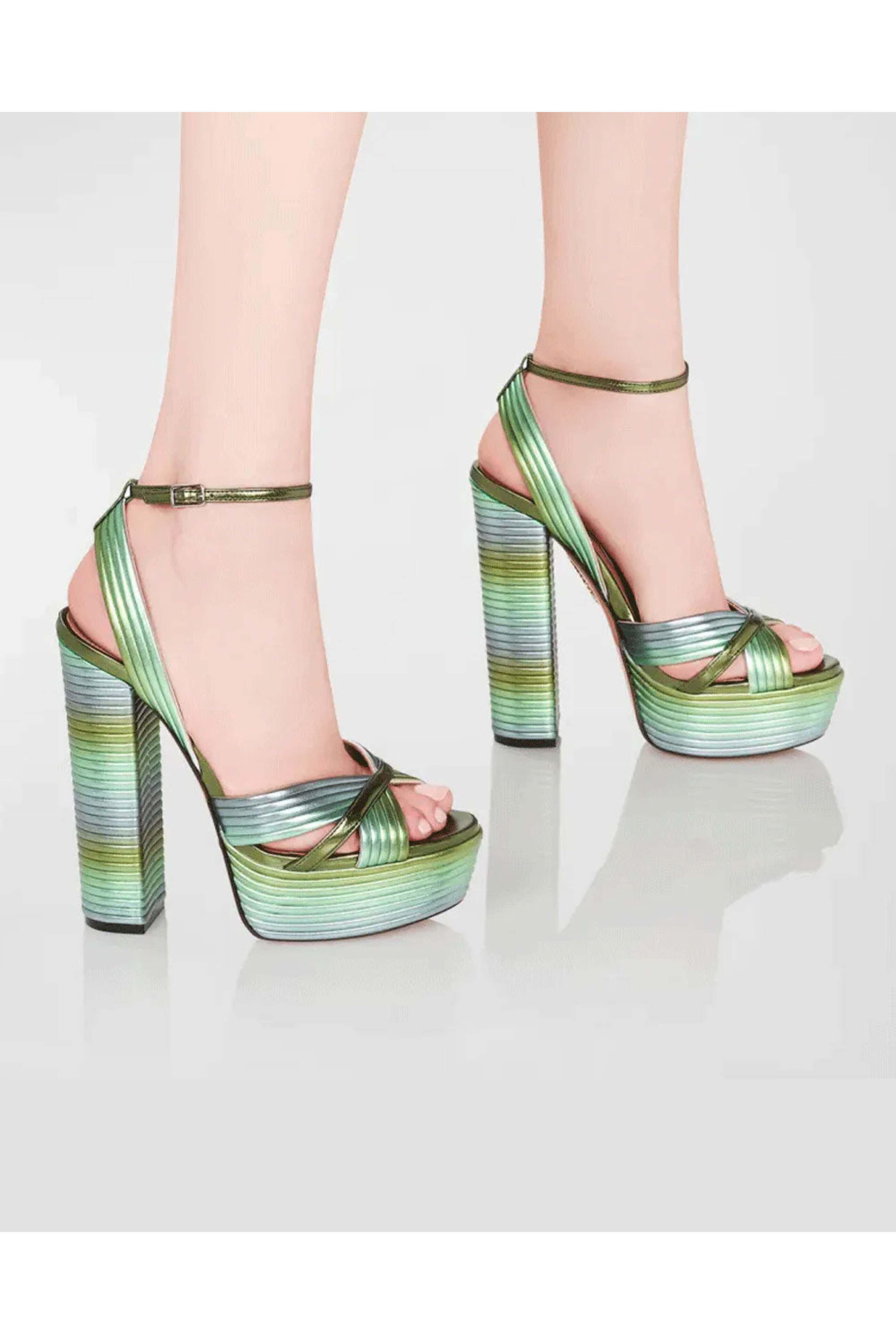 Aquazzura - Sundance Plateau Metallic Platform Sandals