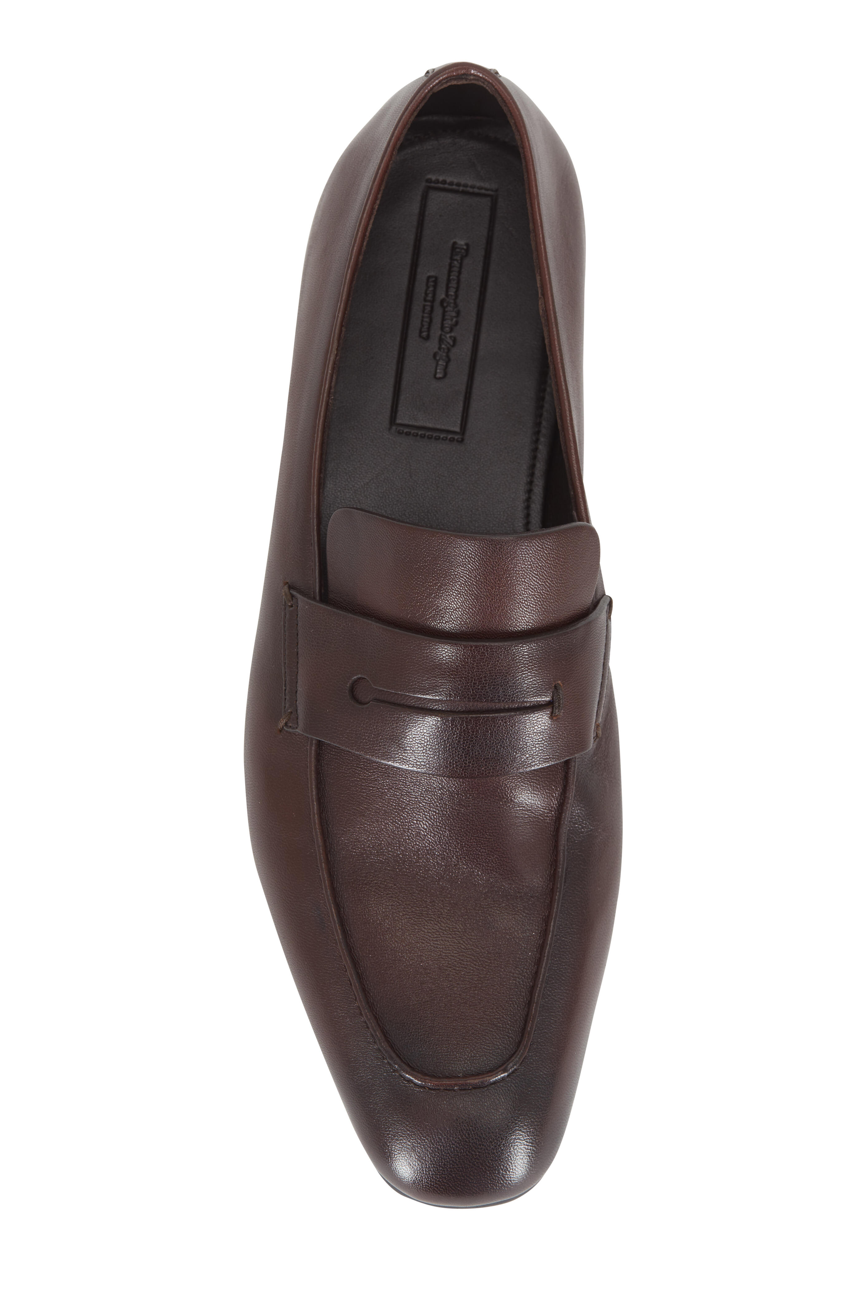 Ermenegildo Zegna Dark Brown Leather Loafers Dark Brown Natural Grain Leather Mocassin Loafer SS26  main image 3