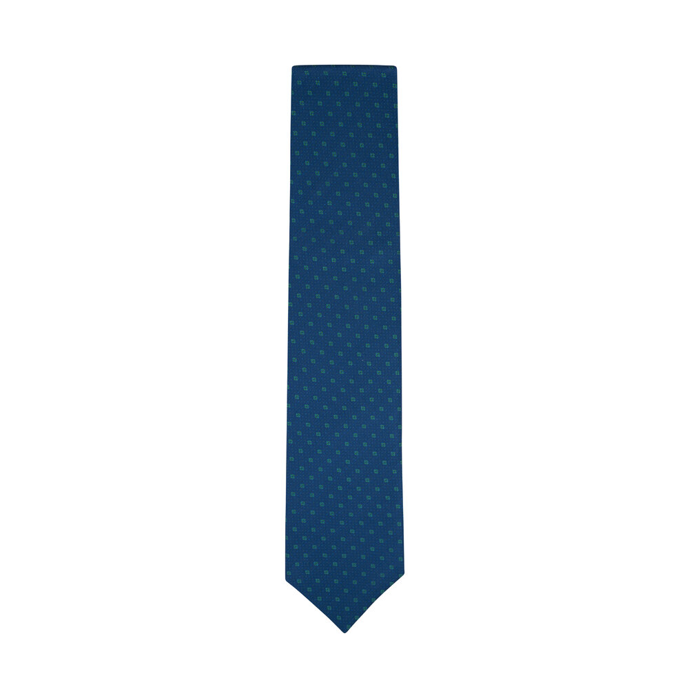 Dolce Punta - Royal Blue Dot Print Silk Necktie | Mitchell Stores