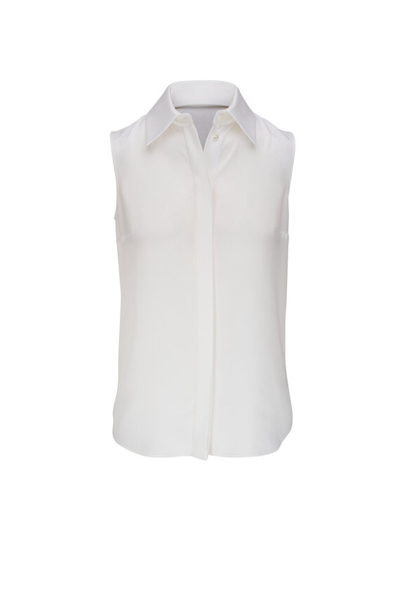 Michael Kors Collection - Hansen Optic White Sleeveless Button Down Shirt 
