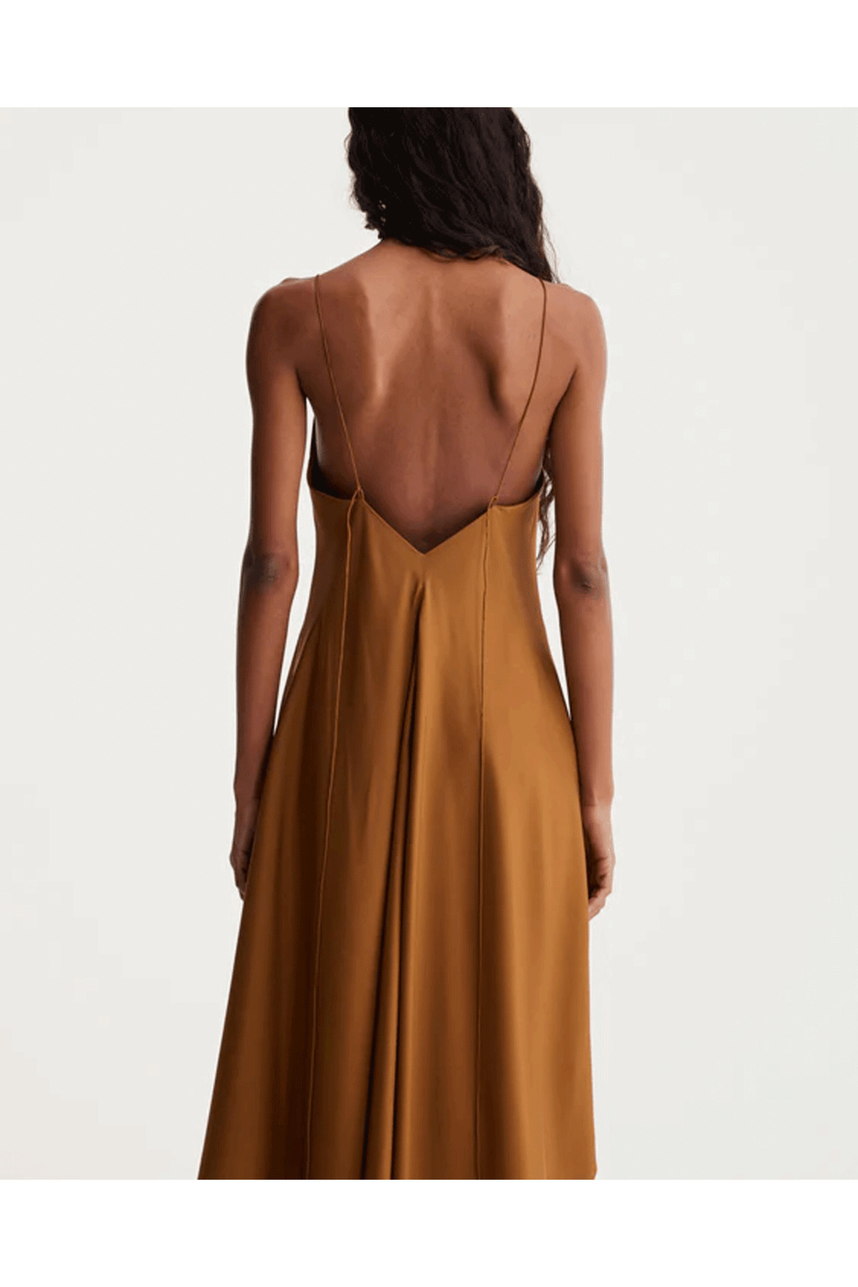 Rohe Frames - Tan Silk Strap Dress with Wider Hem