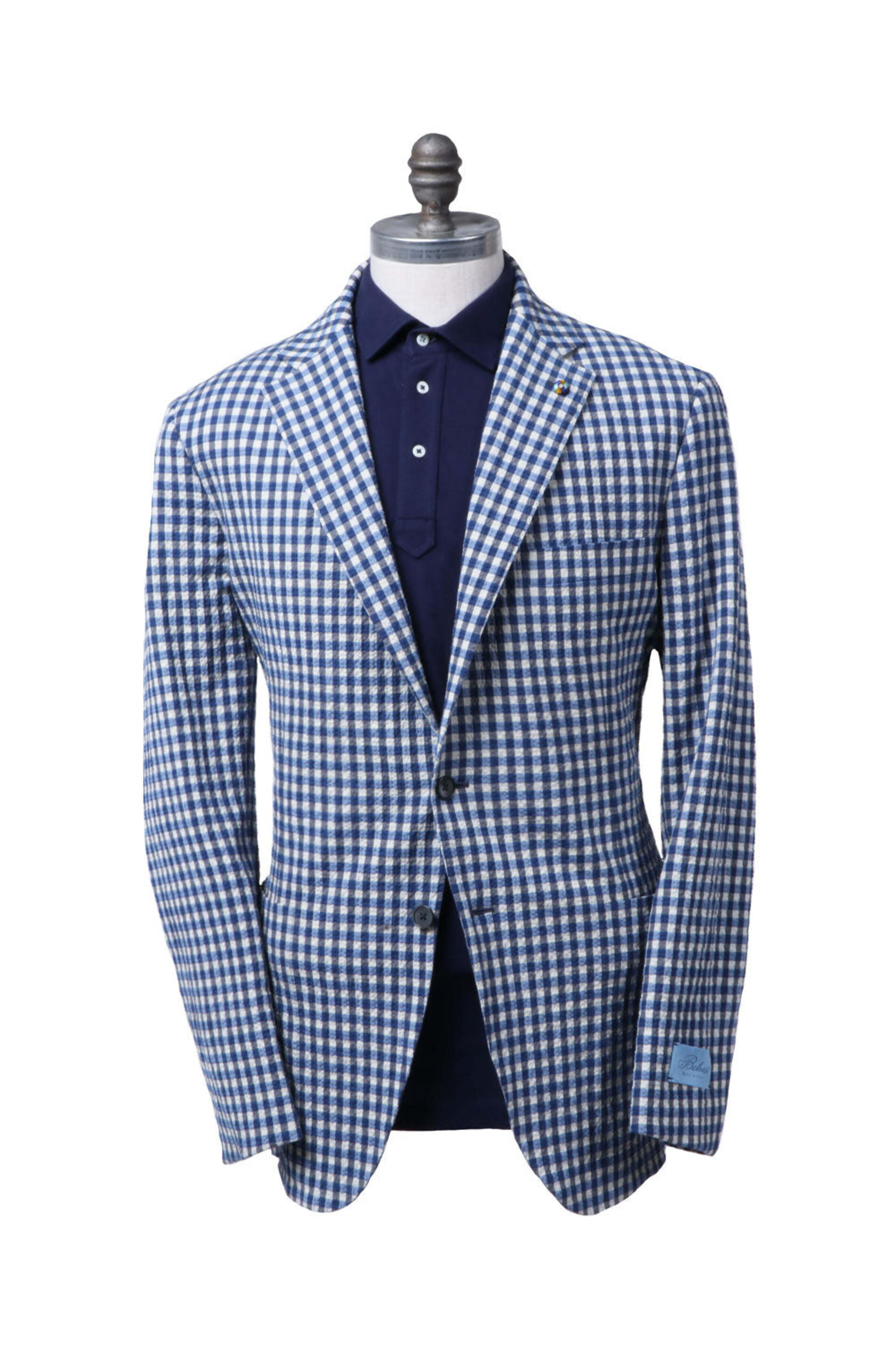 Belvest - Blue and White Plaid Seersucker Sportcoat