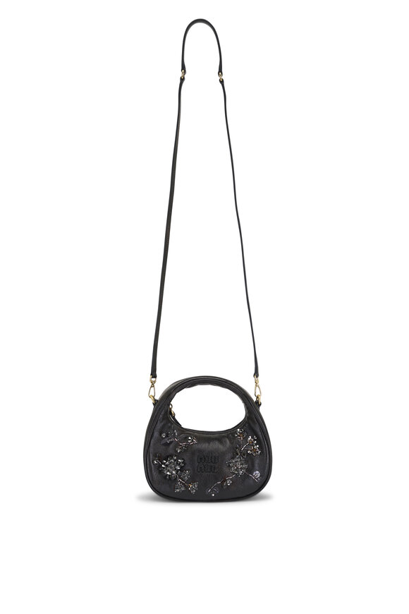 Miu Miu Mini Wander Coffee Embroidered Leather Bag