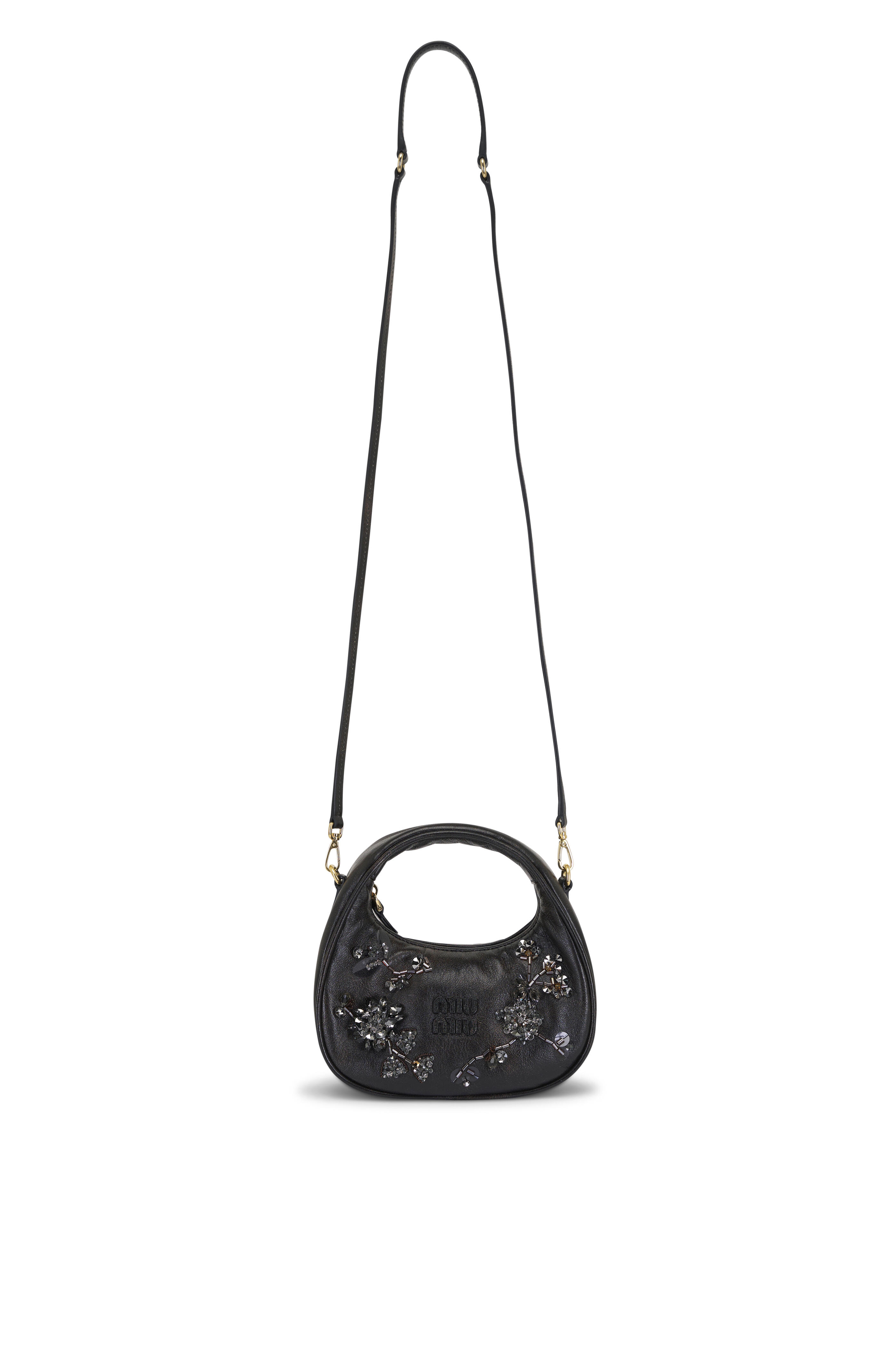 Miu Miu - Mini Wander Coffee Embroidered Leather Bag
