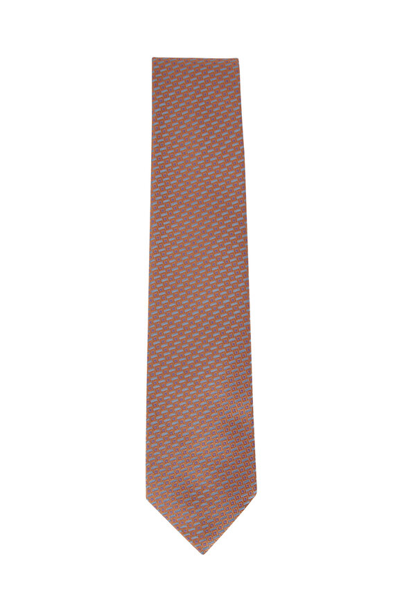 Charvet - Orange Geometric Silk Necktie