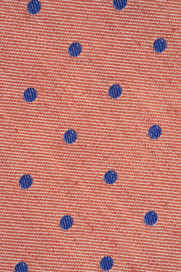 Kiton - Brown Dot Print Cotton, Silk & Linen Necktie