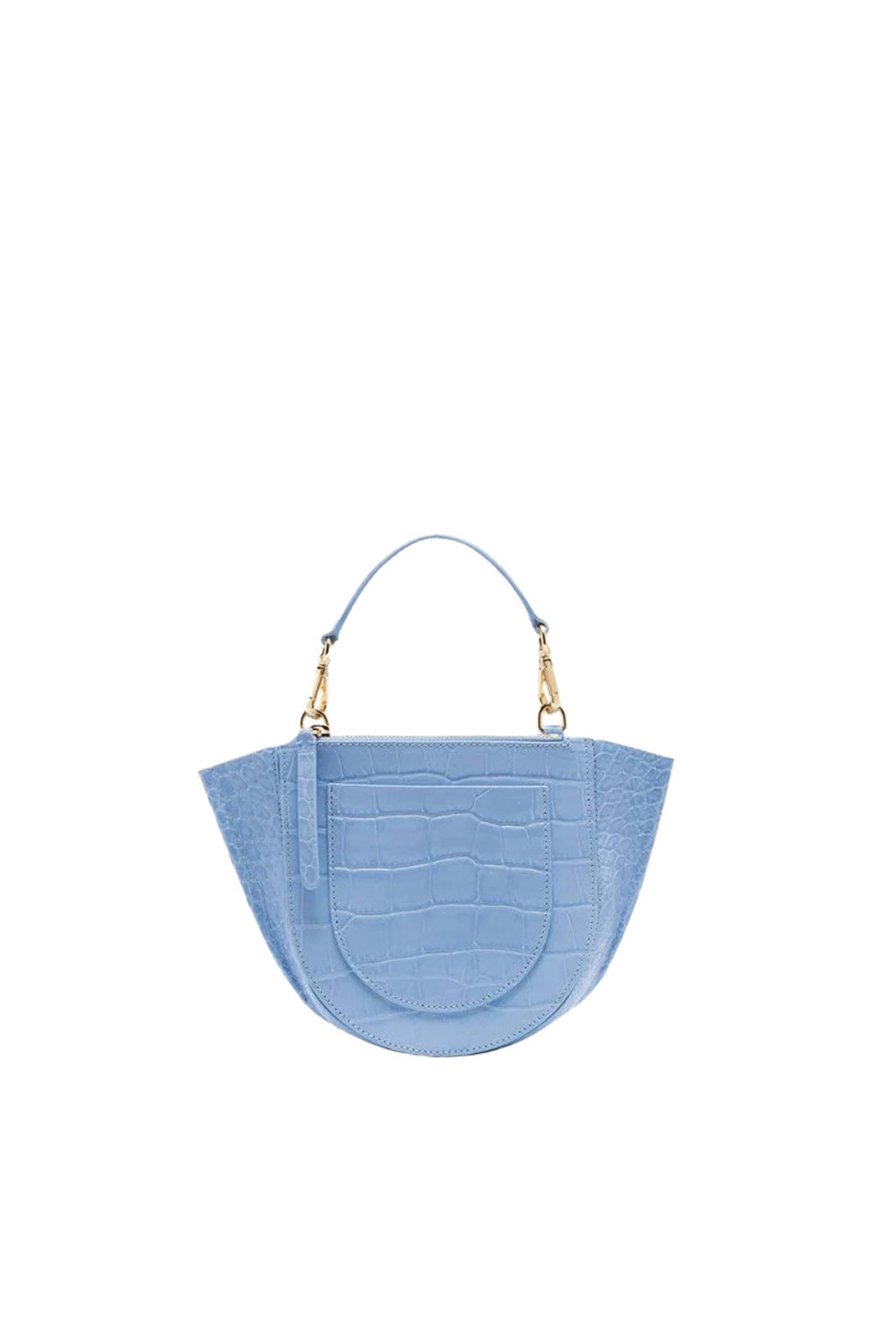 Wandler Bags - Mini Hortensia Crocodile Trapeze Bag in Sky