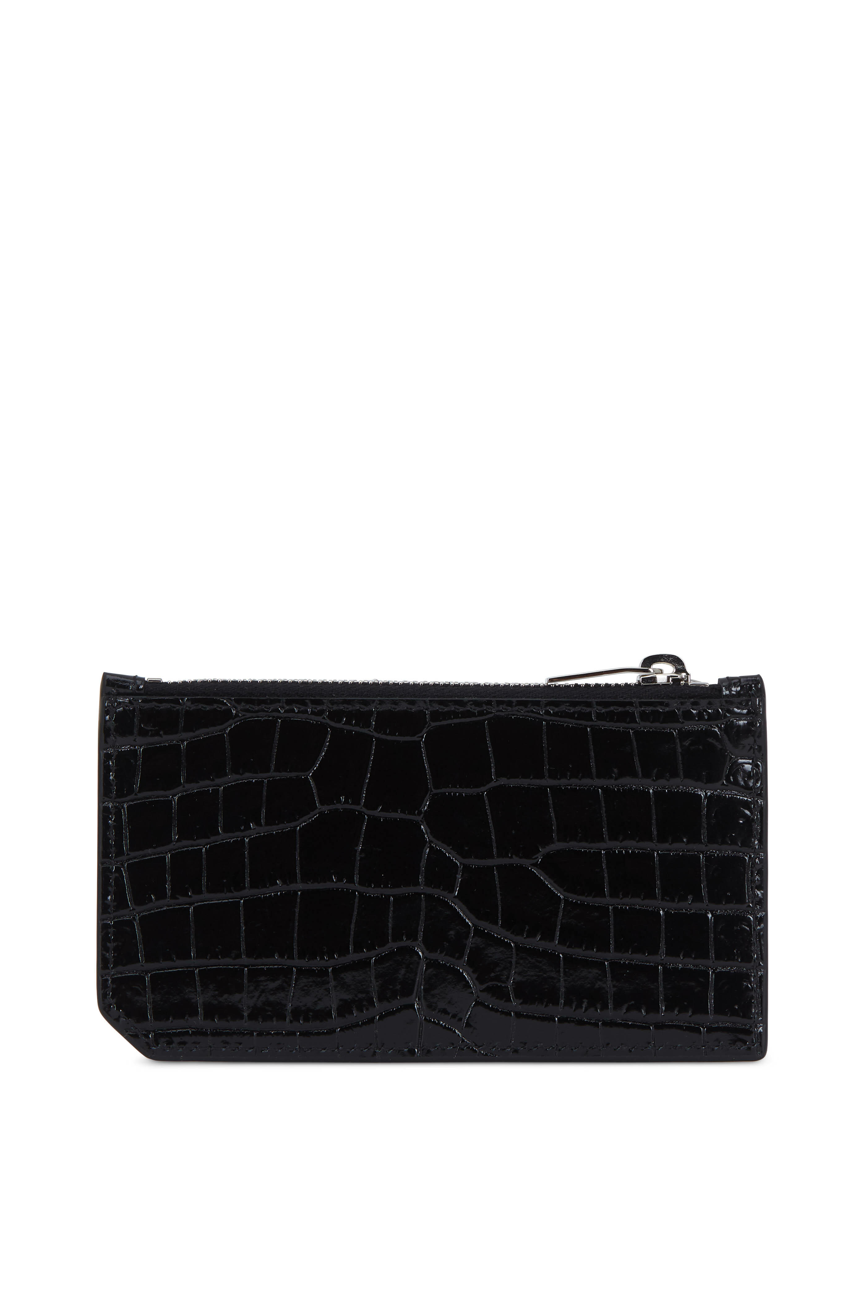 Saint Laurent - Black Crocodile Embossed Leather Card Case