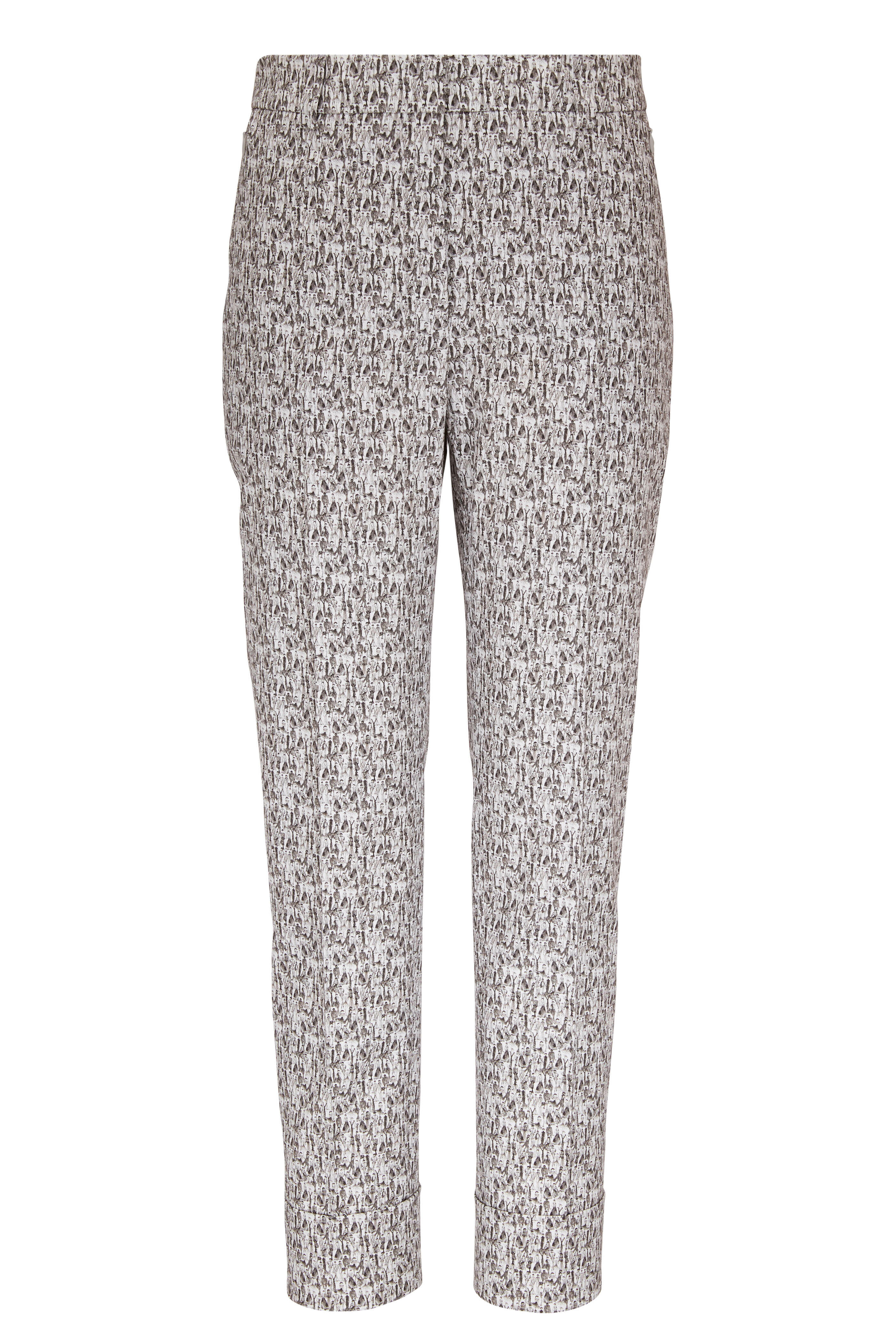 Akris - Maxima Black & Ecru Croquis Print Stretch Pant