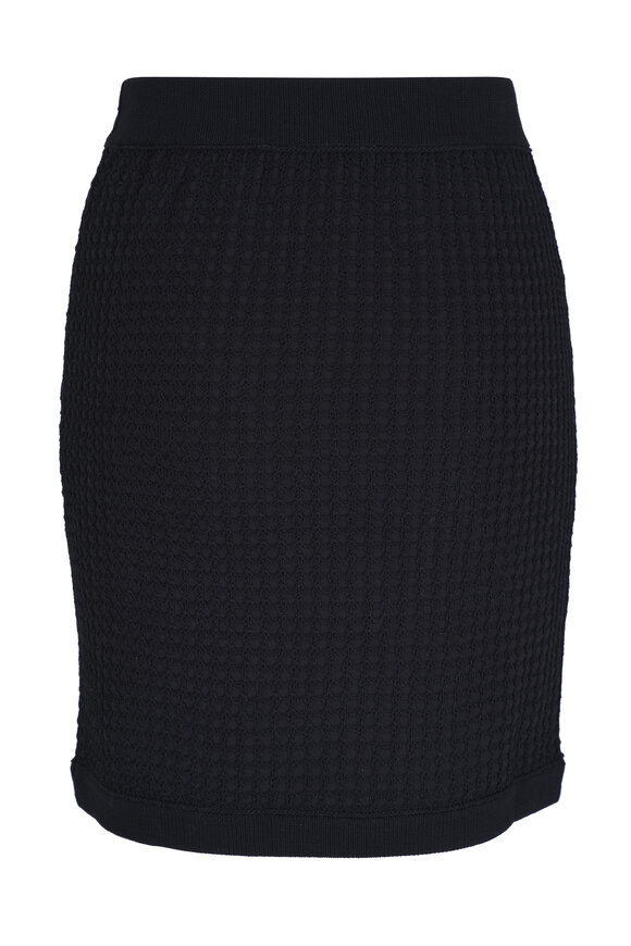 Lafayette 148 New York - Organic Cotton Block Mesh Stitch Black Skirt 