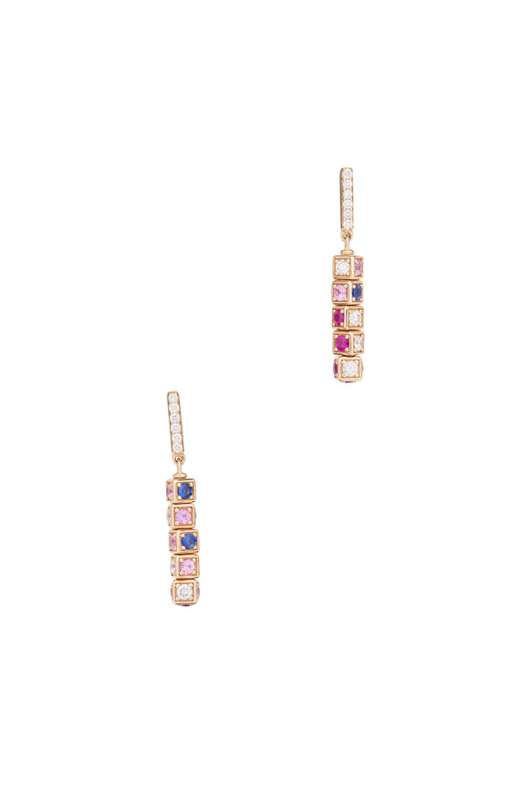 Miseno 18k Rose Gold Diamond Faro Long Earrings