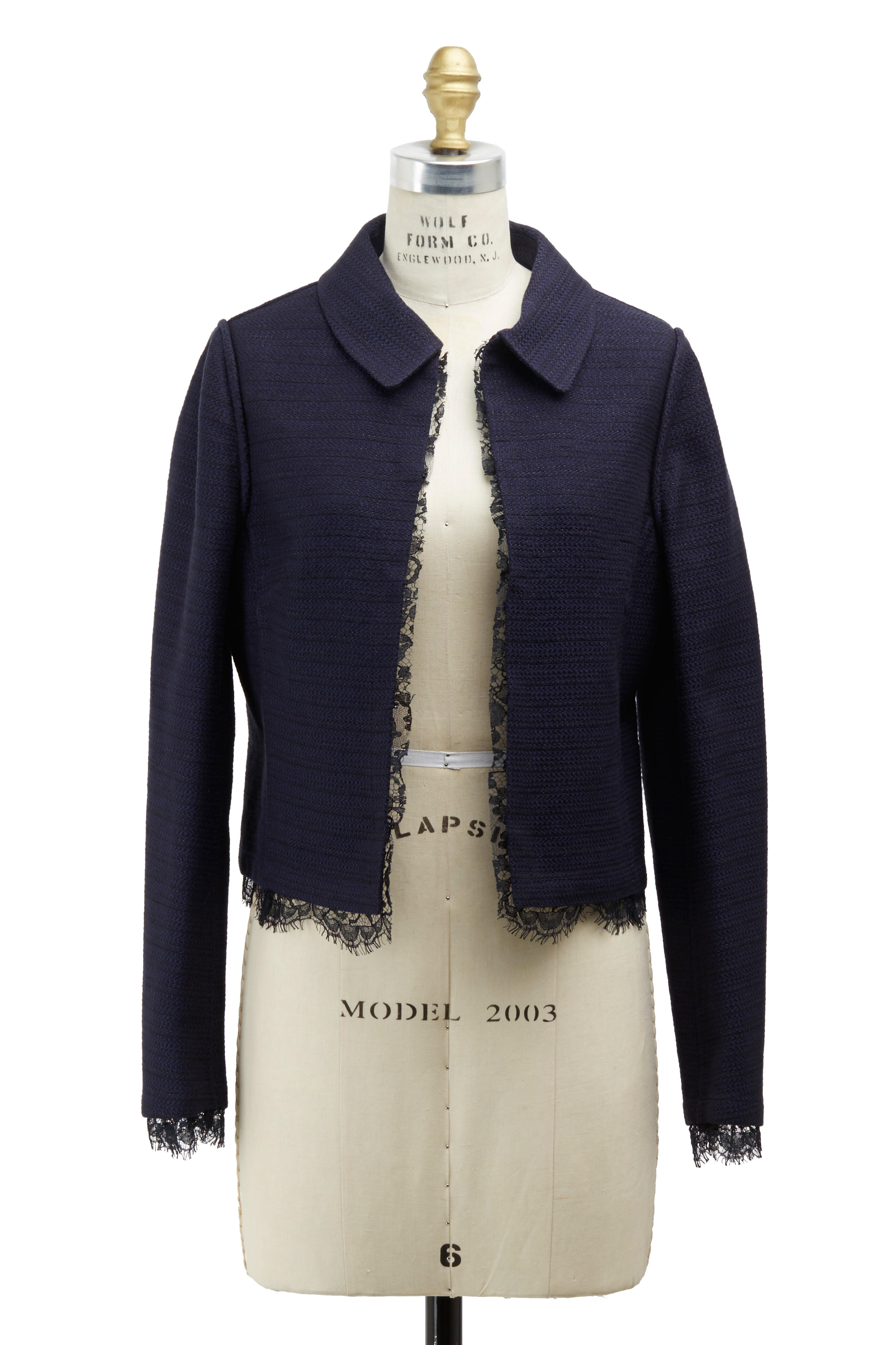 Valentino - Panama Navy Blue Tweed Reversible Jacket