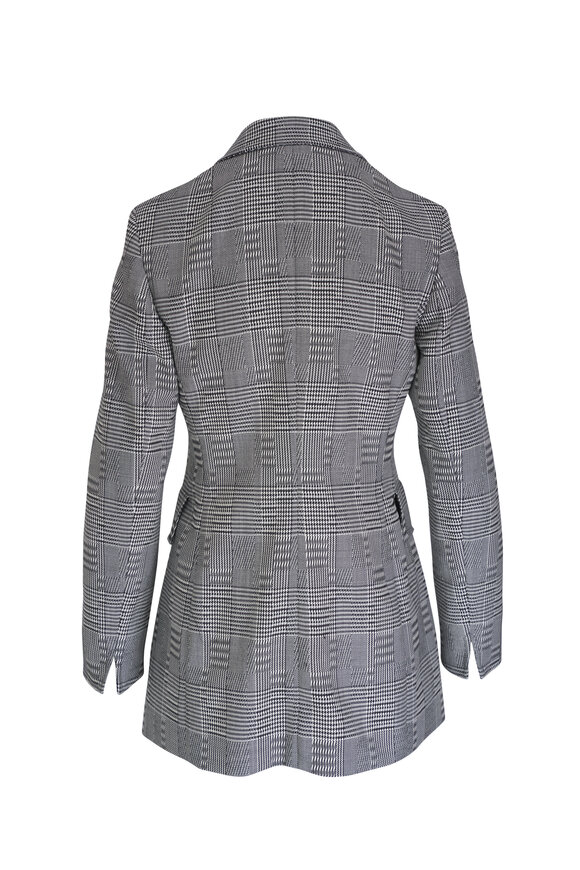 Akris Punto - Black & Cream Plaid Long Wool Blazer 