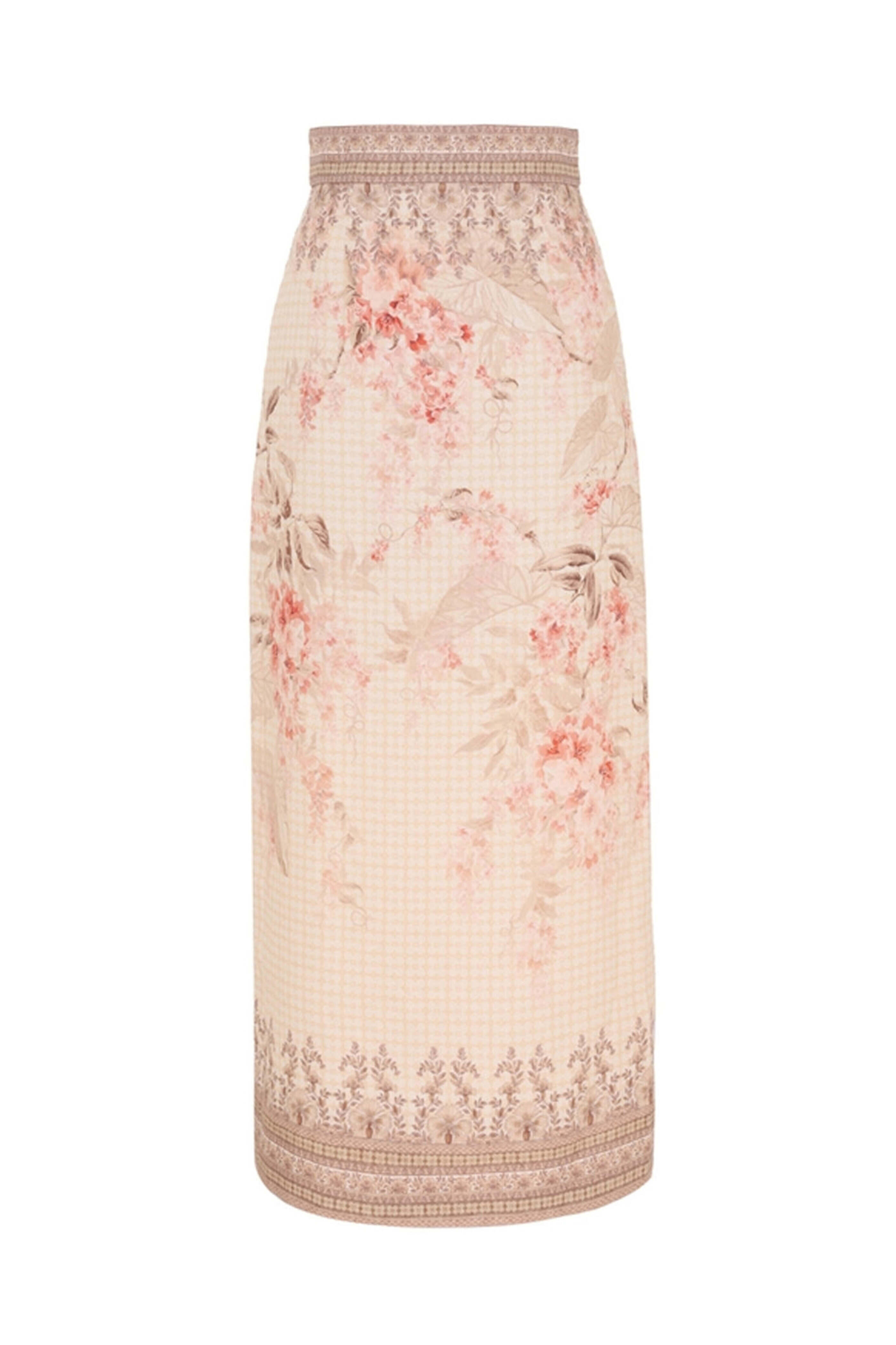 Zimmermann - Coral Floral Illuminate Midi Skirt