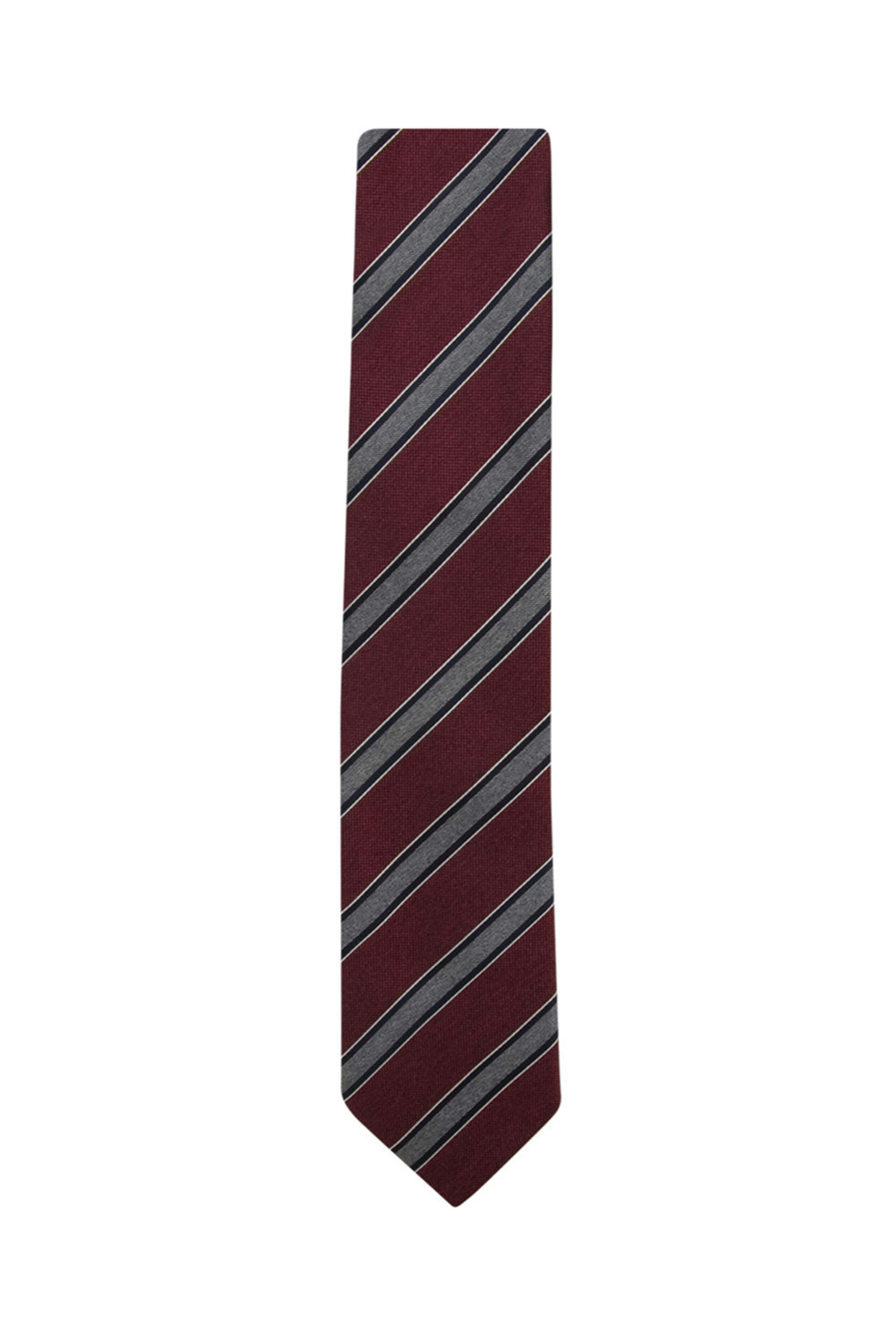 Geoff Nicholson - Wine and Grey Striped Tie
