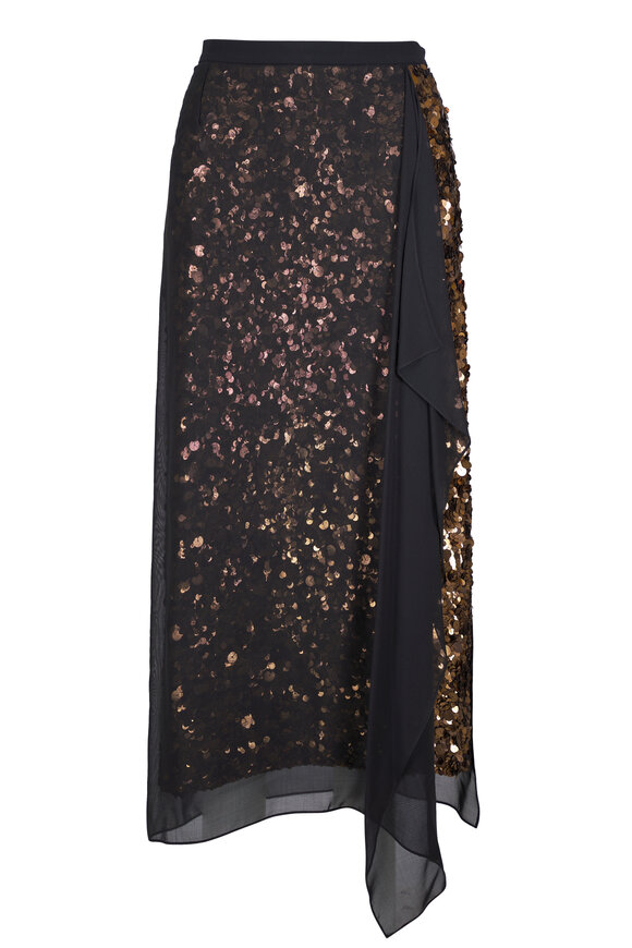 Michael Kors Collection Black Embellished Veiled Skirt