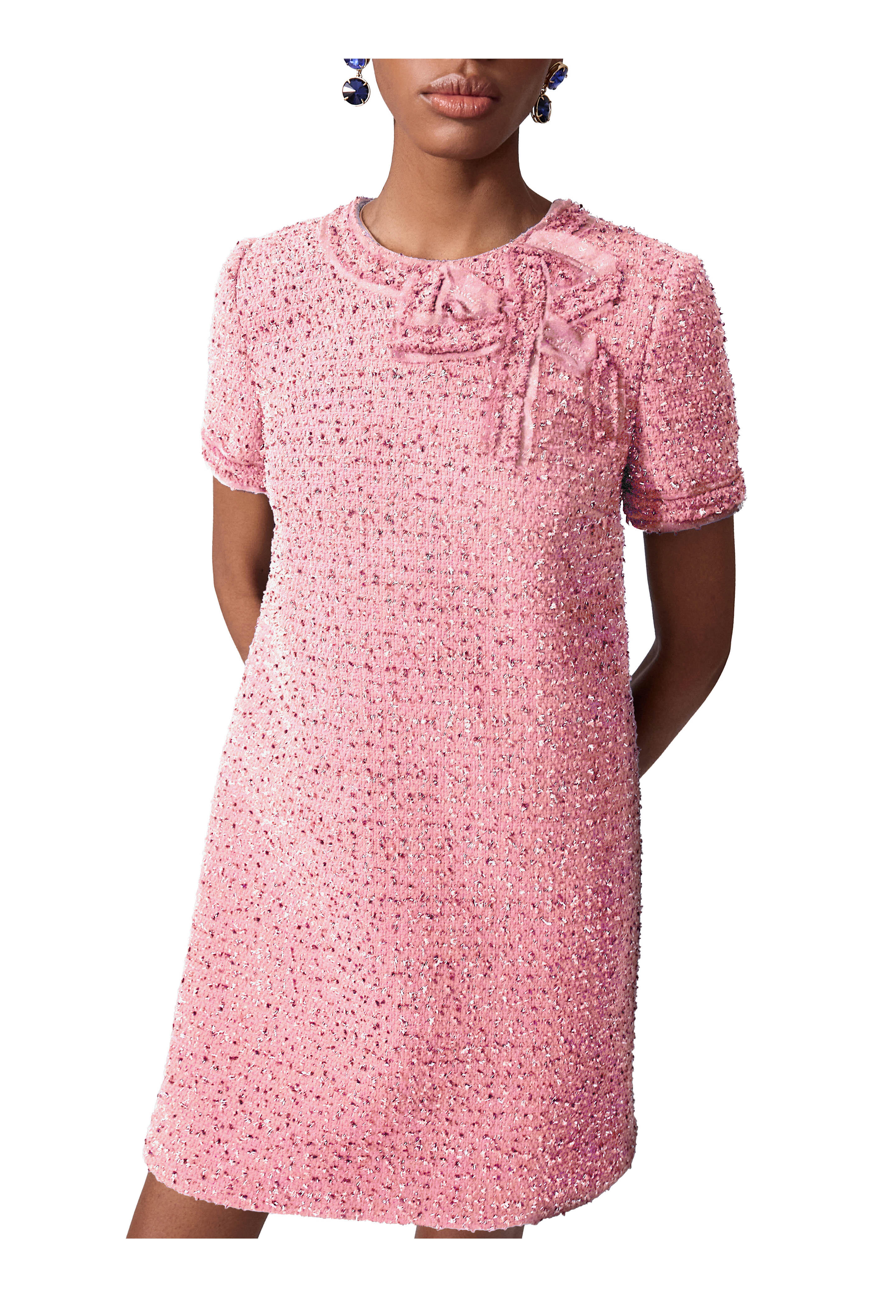 Carolina Herrera - Blossom Pink Short Sleeve Cotton Shift Dress